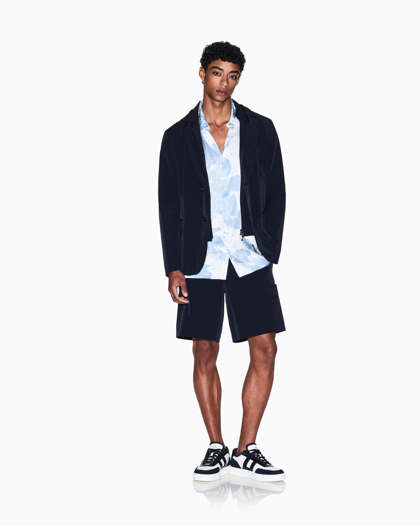 Stretch nylon hooded jacket Slide 1
