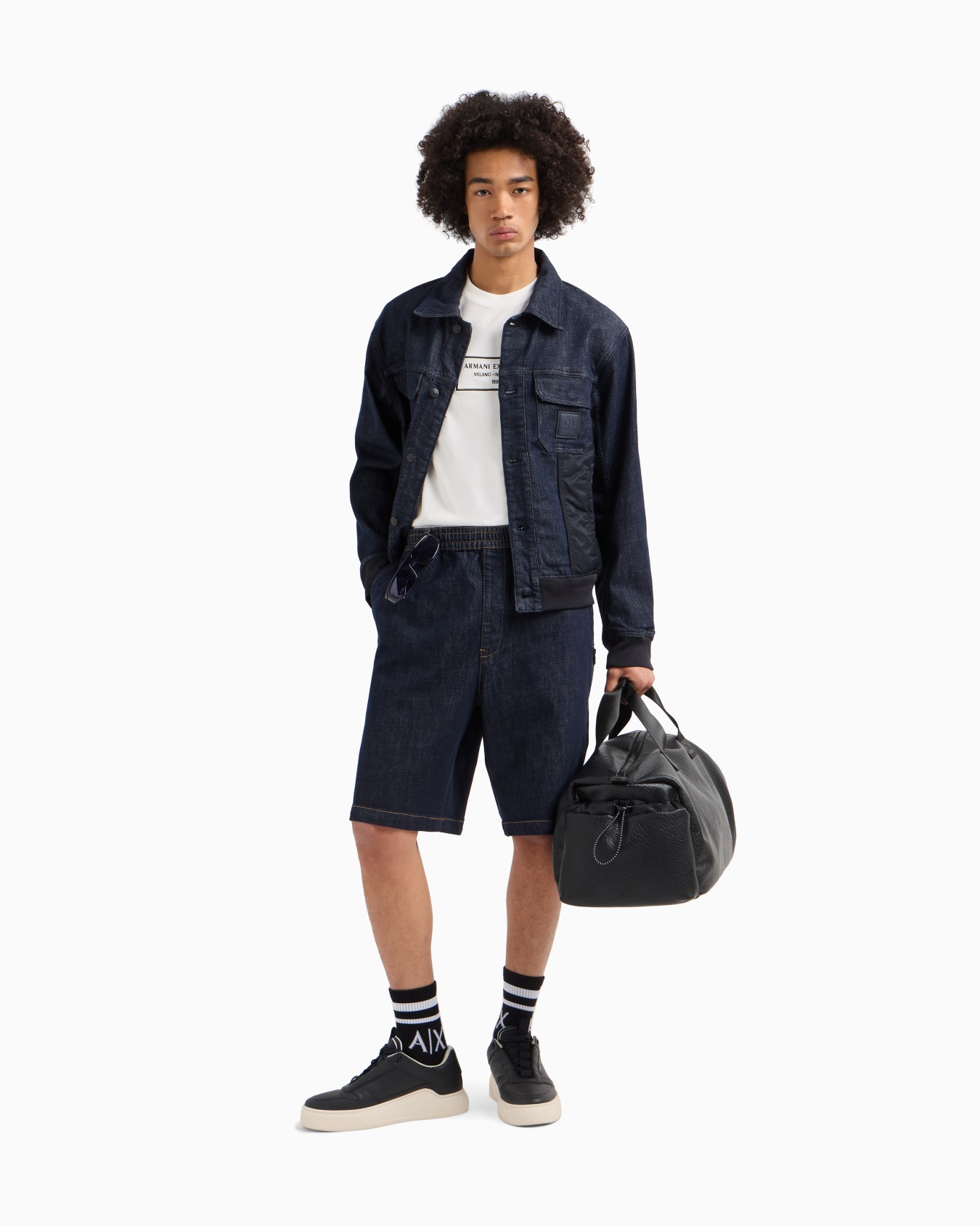 Stretch denim Bermuda shorts Slide 1