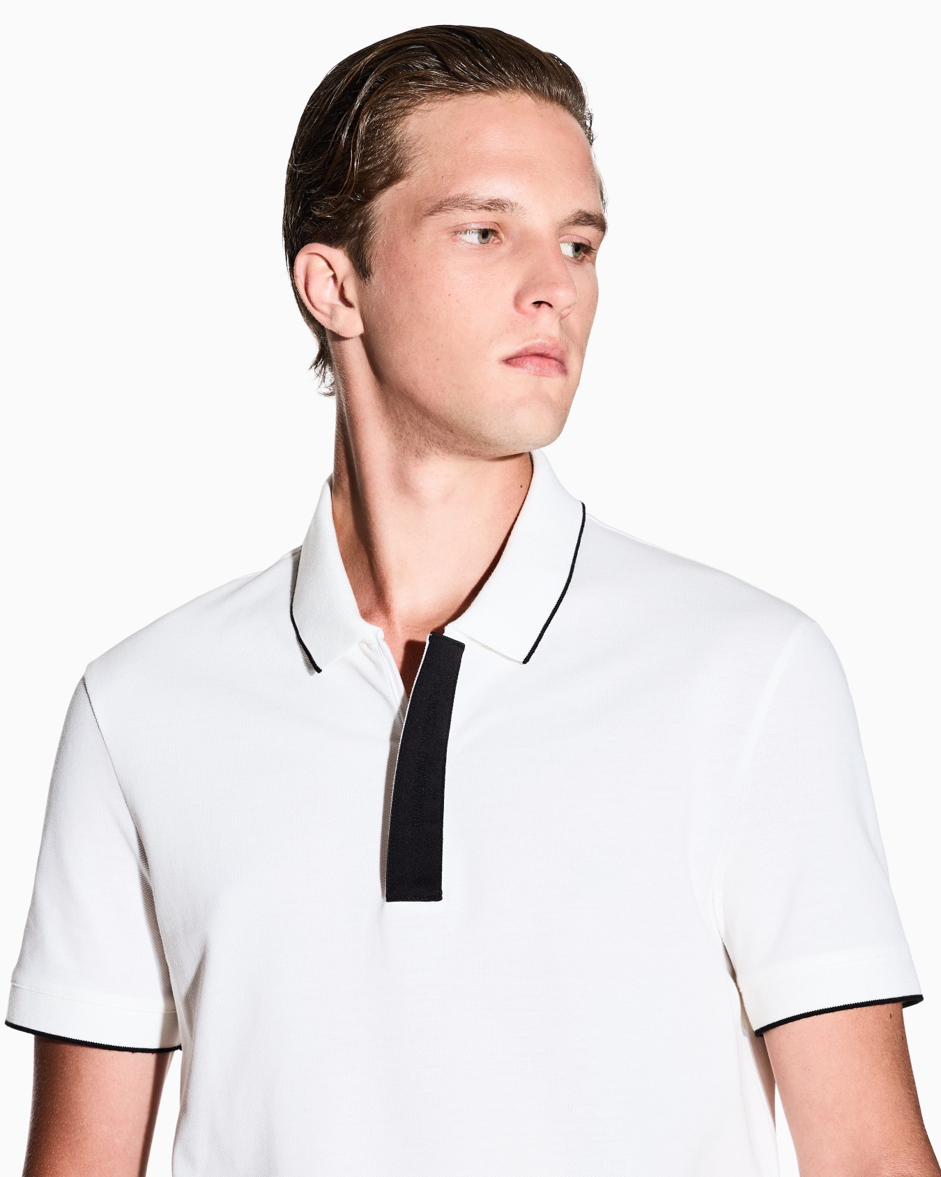 Slim fit polo with button insert Slide 4