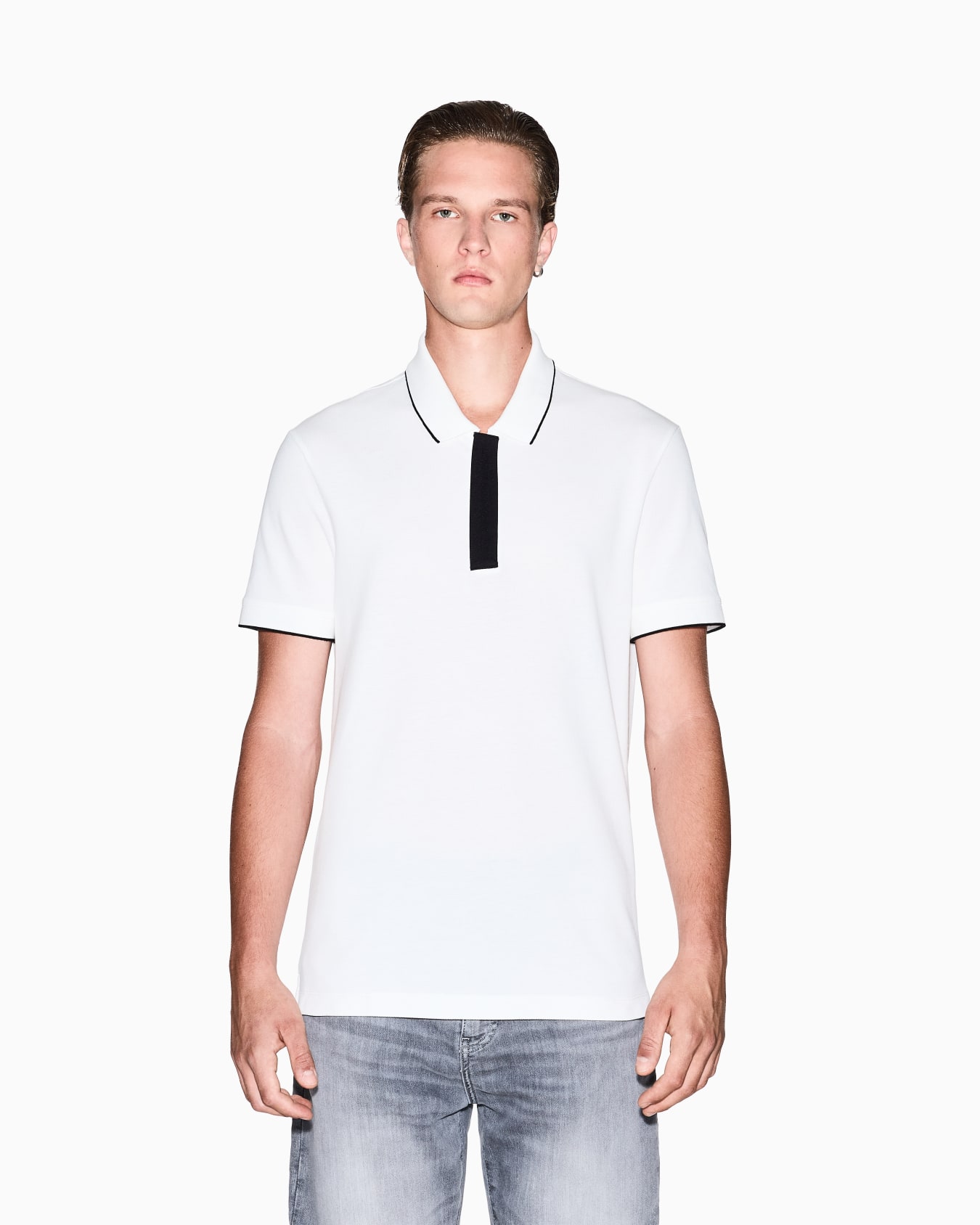 Slim fit polo with button insert Slide 3