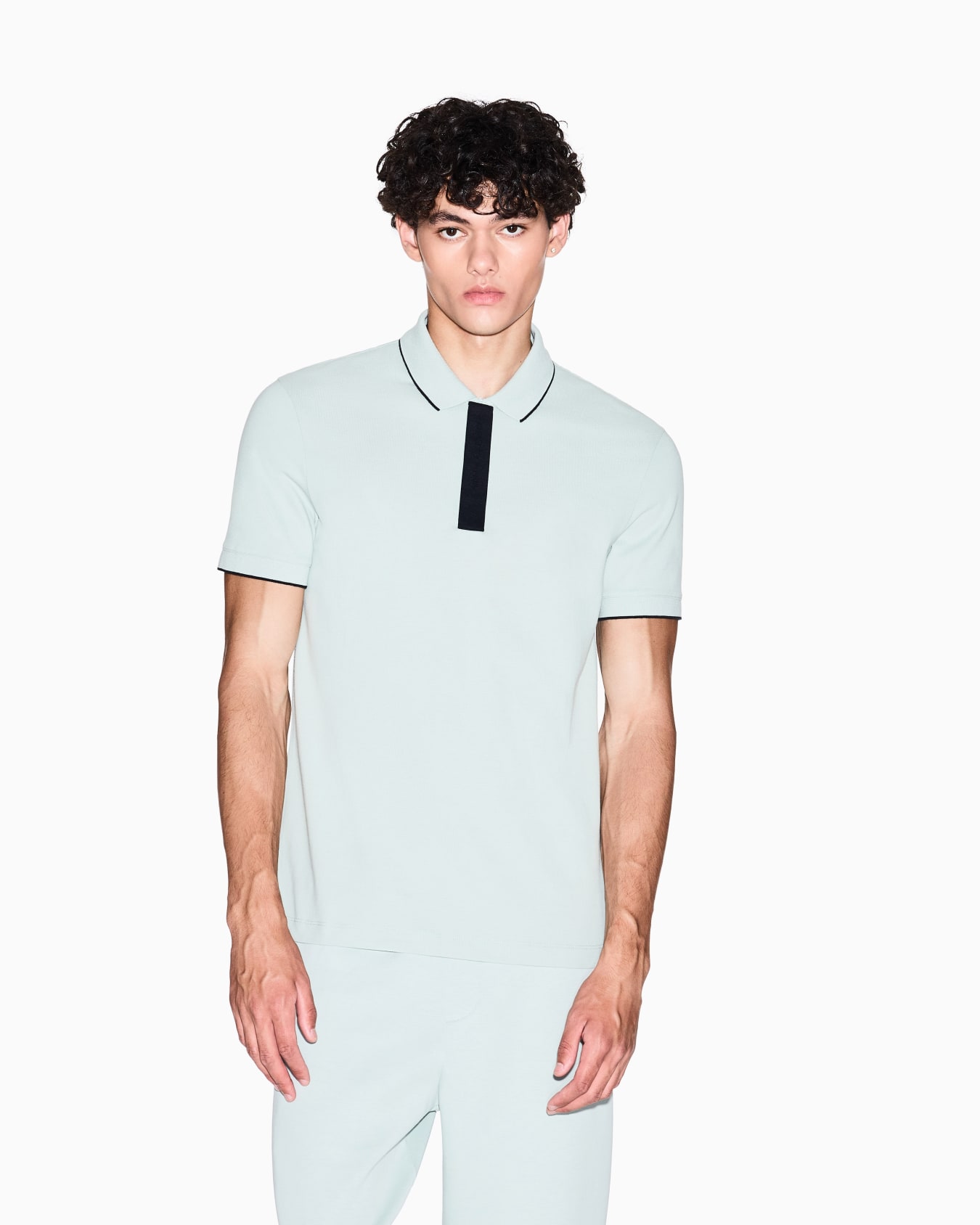 Slim fit polo with button insert Slide 3