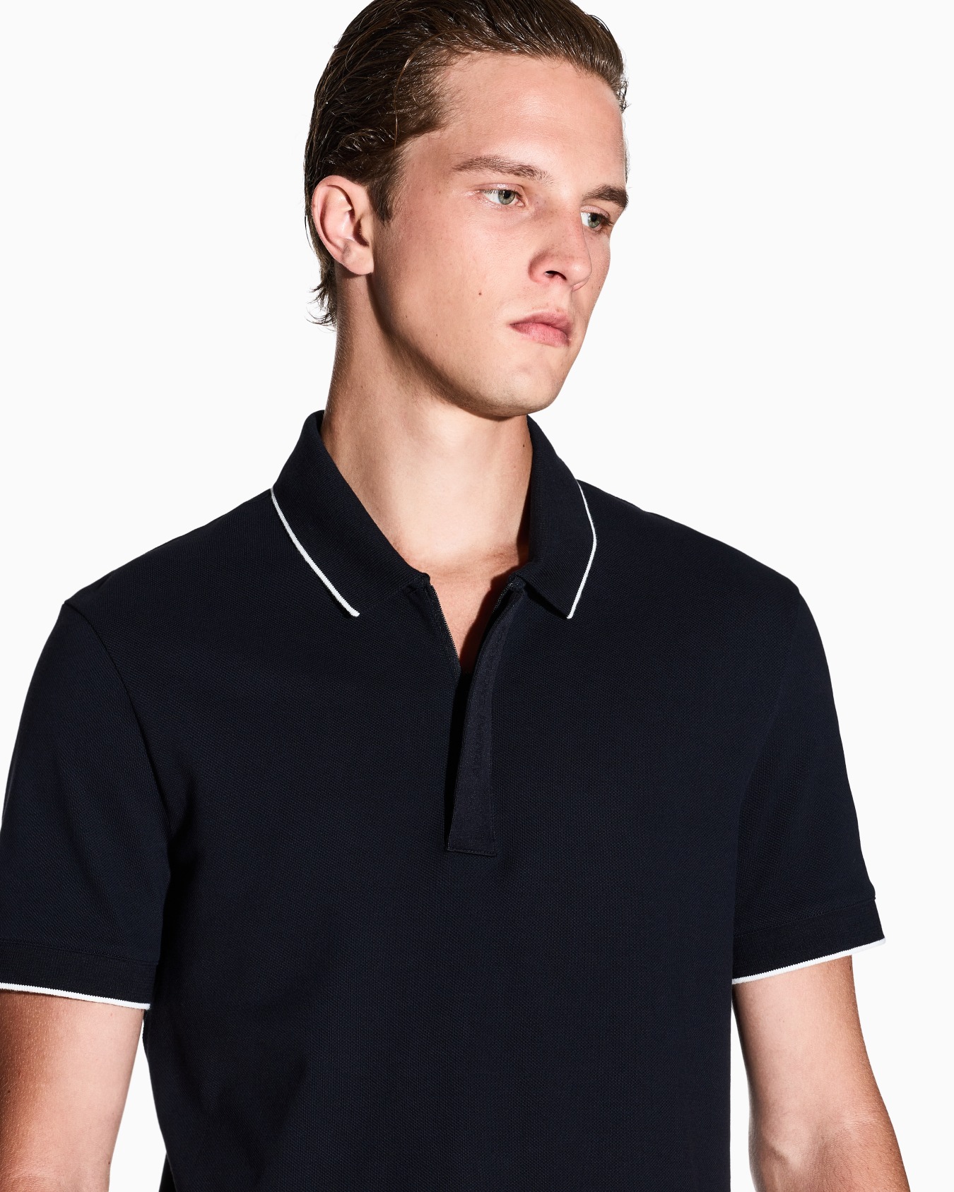 Slim fit polo with button insert Slide 4
