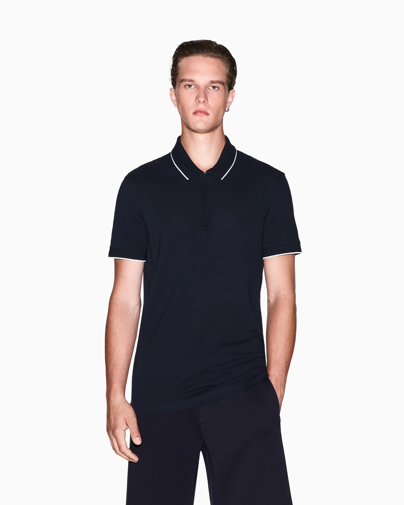 Slim fit polo with button insert Slide 3