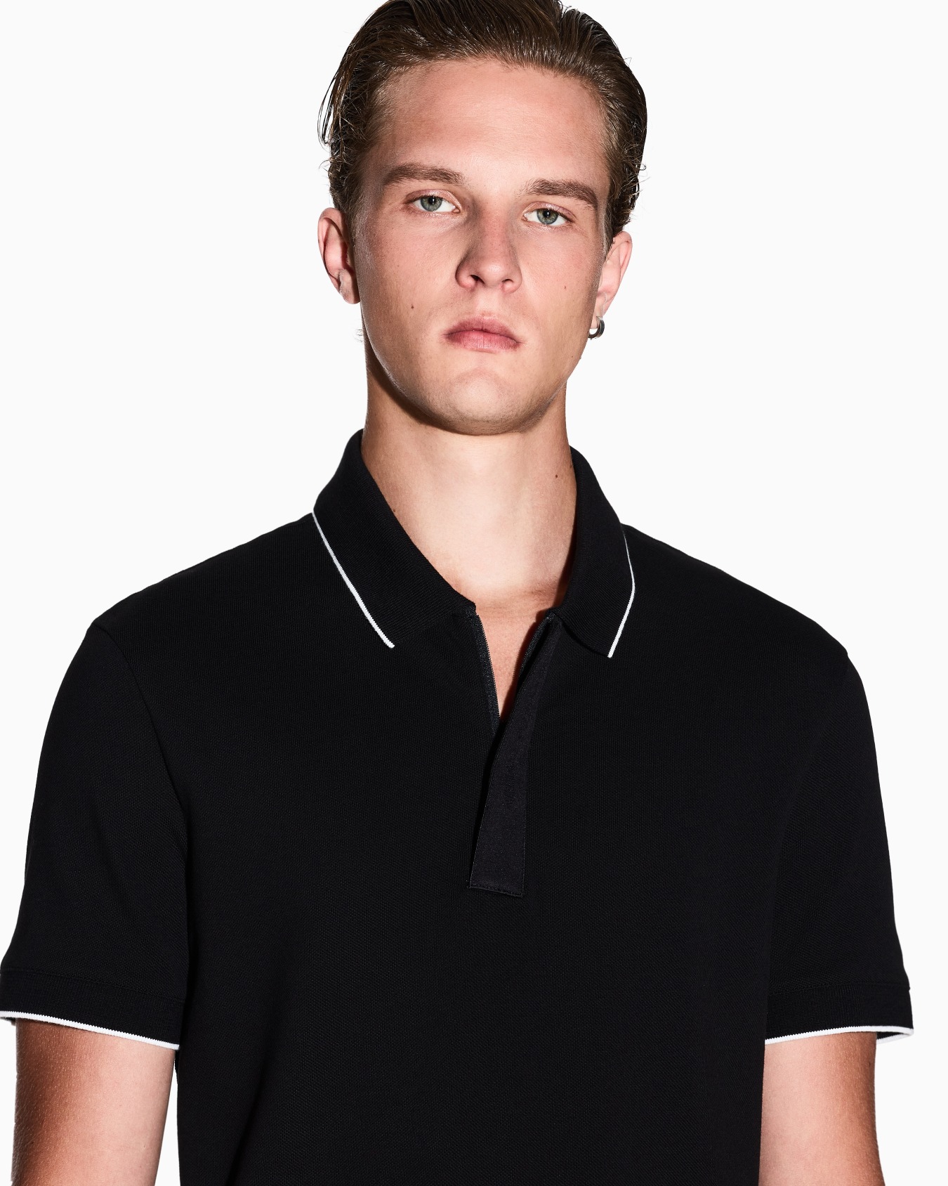 Slim fit polo with button insert Slide 4