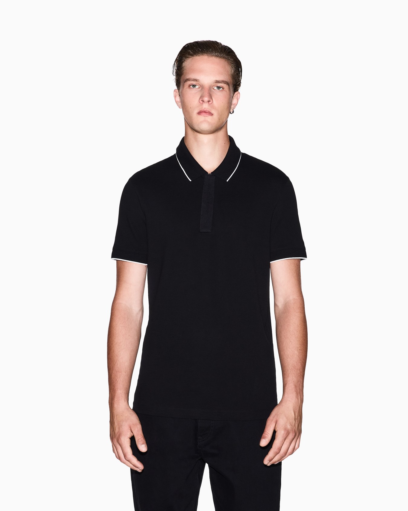 Slim fit polo with button insert Slide 3