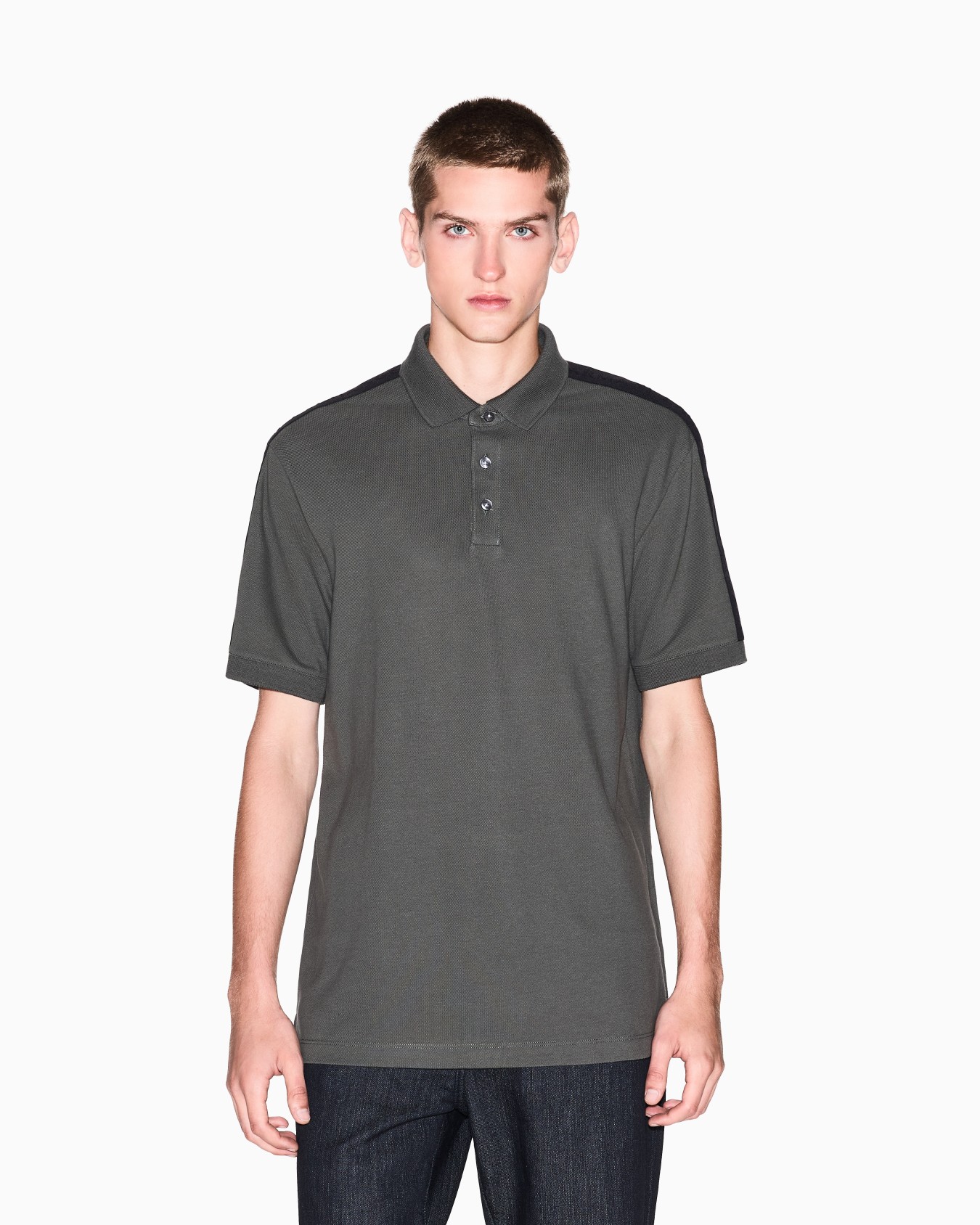 Regular fit polo with contrasting tape Slide 3