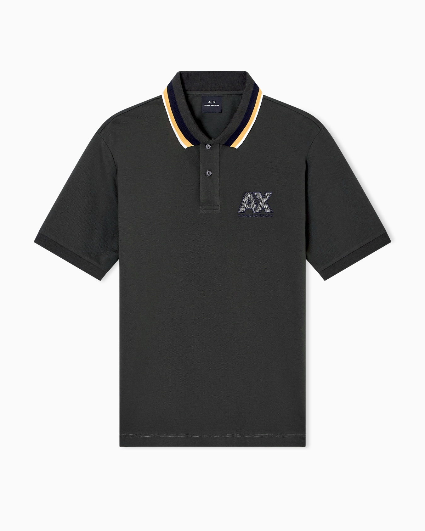 Regular fit polo shirt with striped collar Slide 0