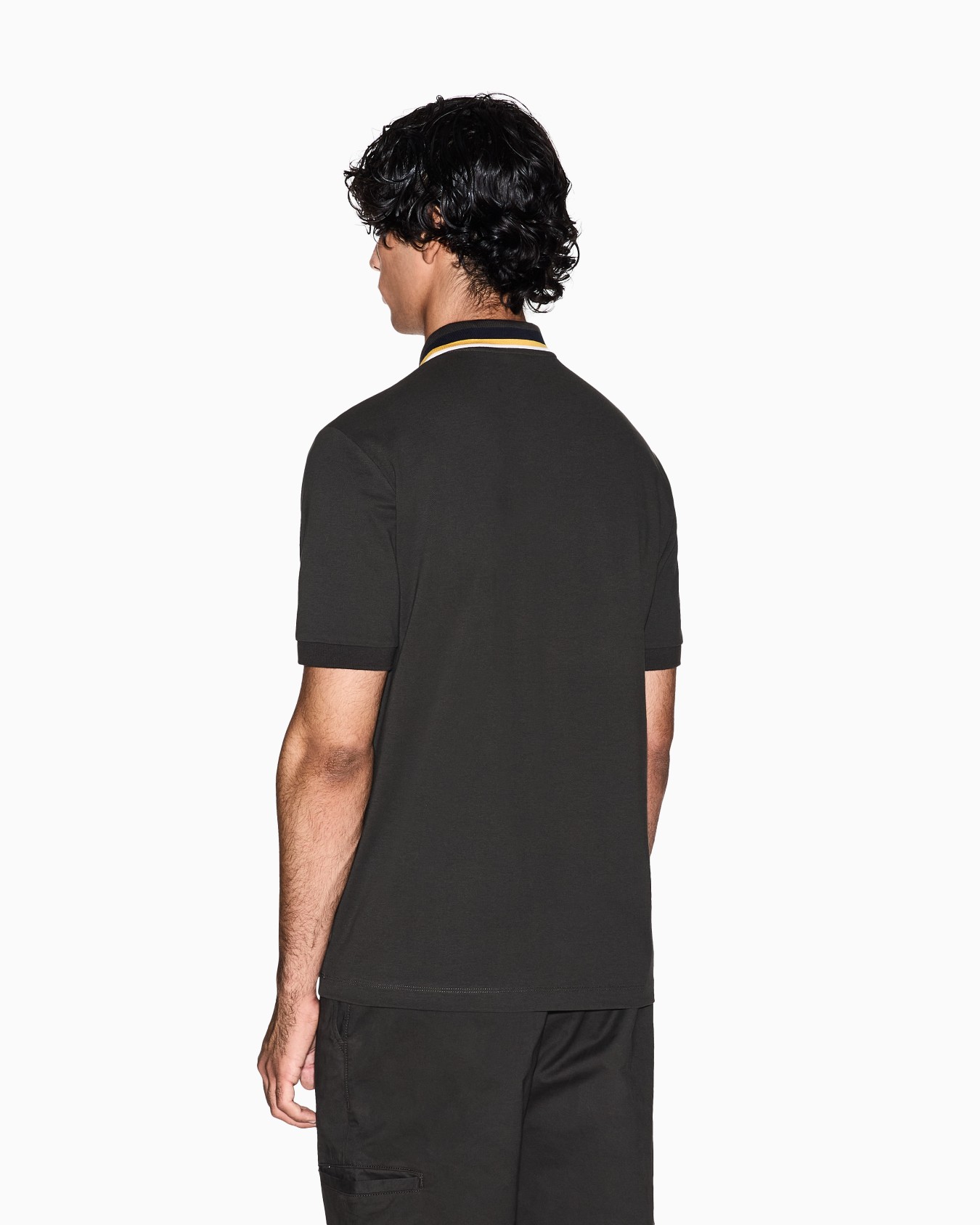 Regular fit polo shirt with striped collar Slide 2