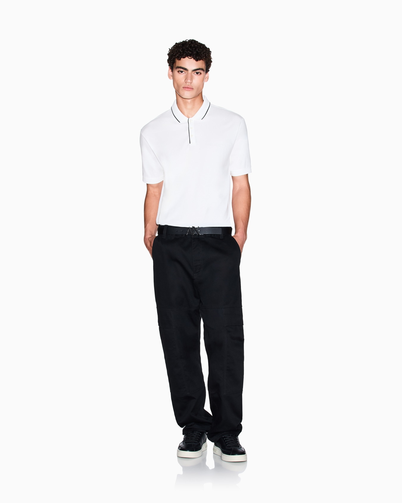 Regular fit polo shirt in stretch jersey Slide 1
