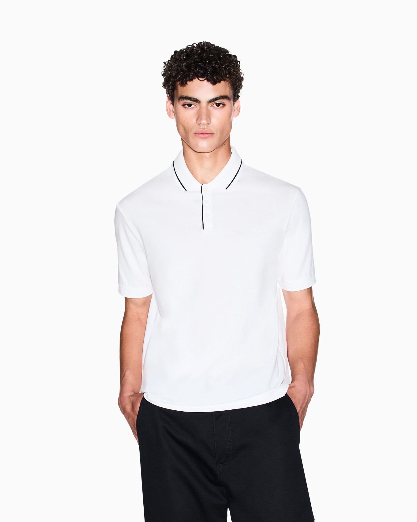 Regular fit polo shirt in stretch jersey Slide 3