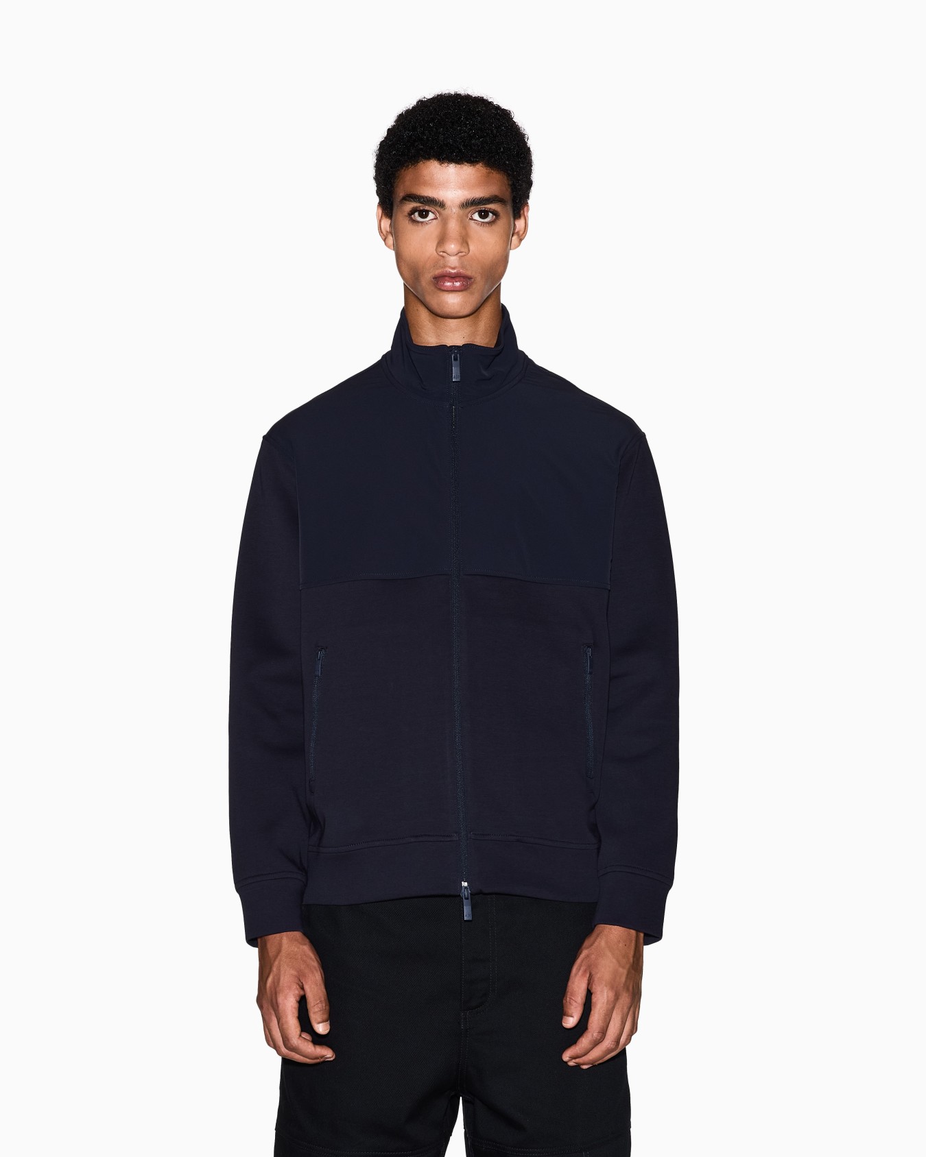 Full zip bimaterial sweatshirt Slide 3