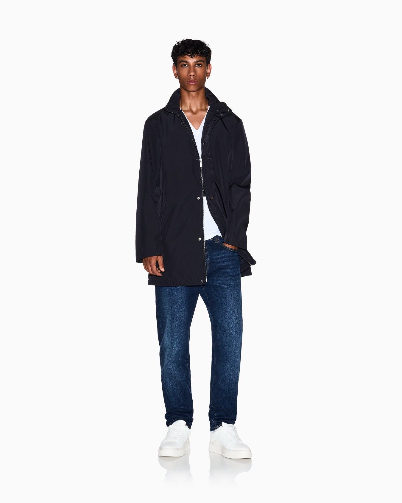 Full zip trench coat in fleece fabric Slide 1