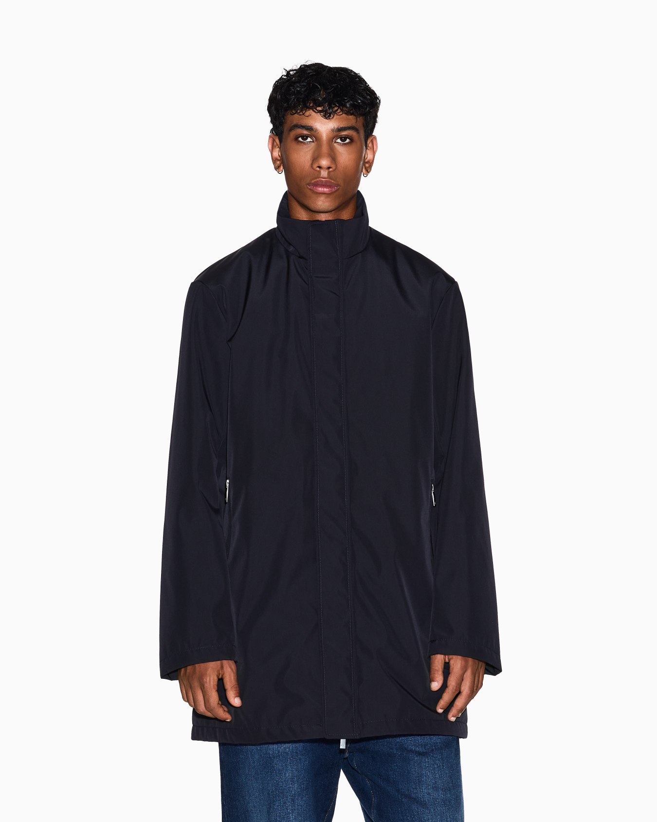Full zip trench coat in fleece fabric Slide 3