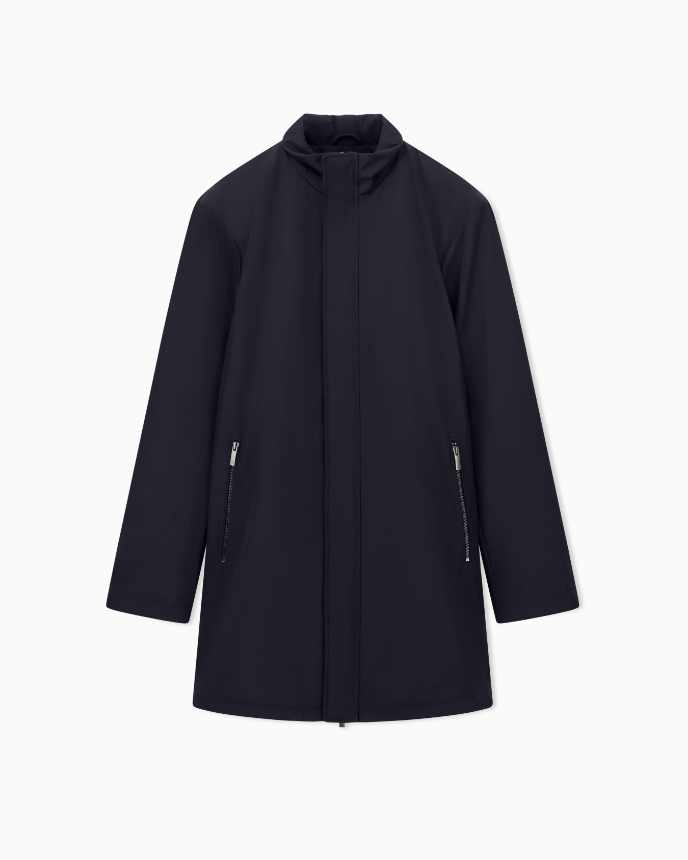 Full zip trench coat in fleece fabric Slide 0