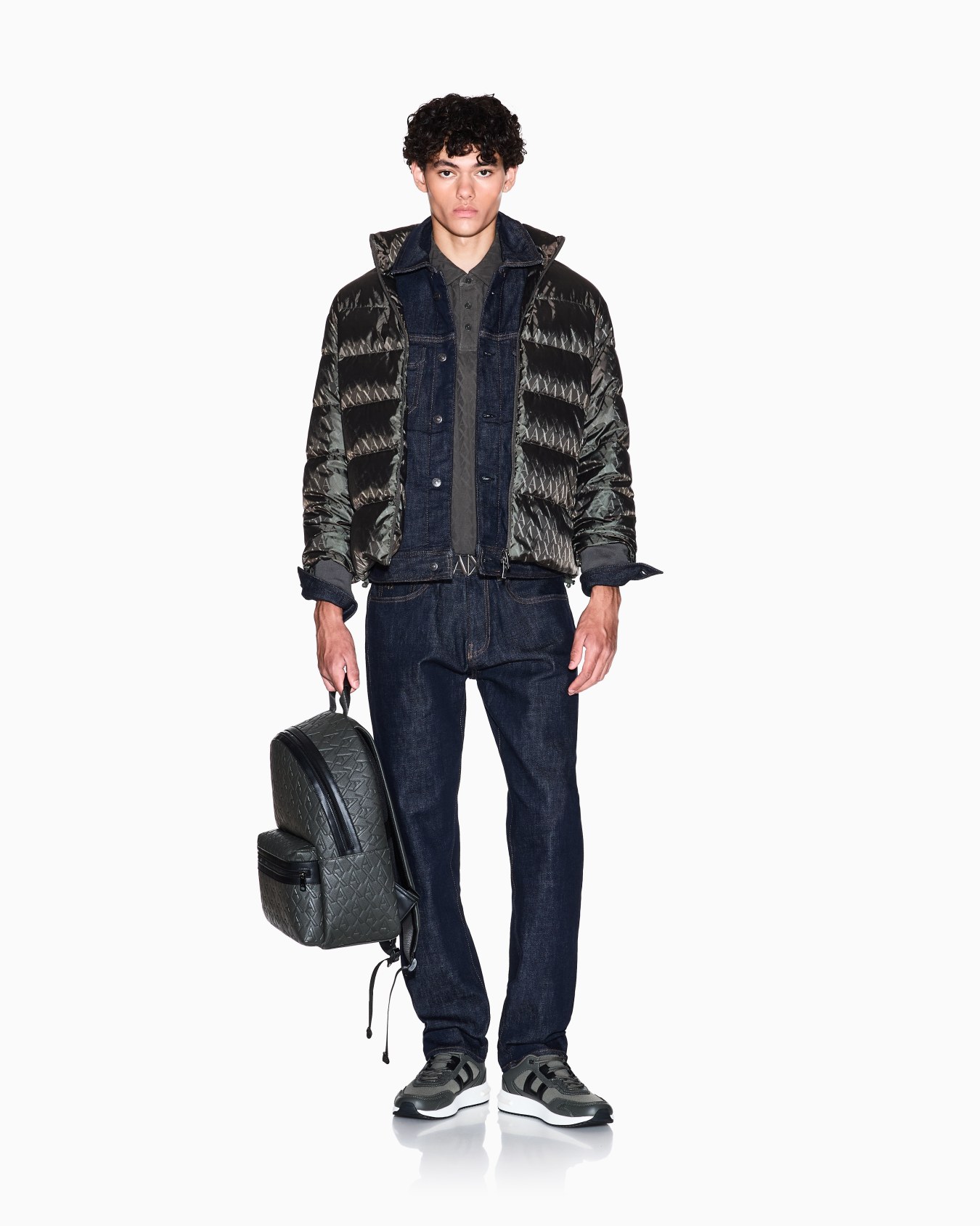 Fabric jacket with allover logo Slide 1