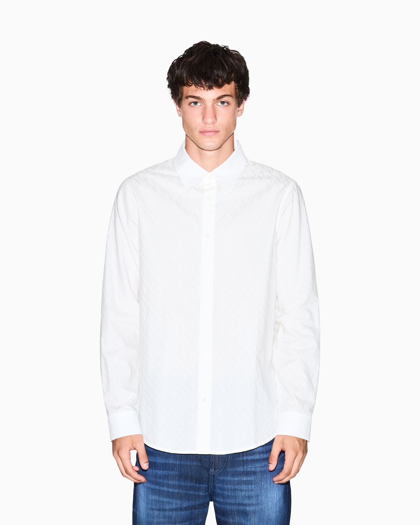 Regular fit cotton jacquard shirt Slide 3