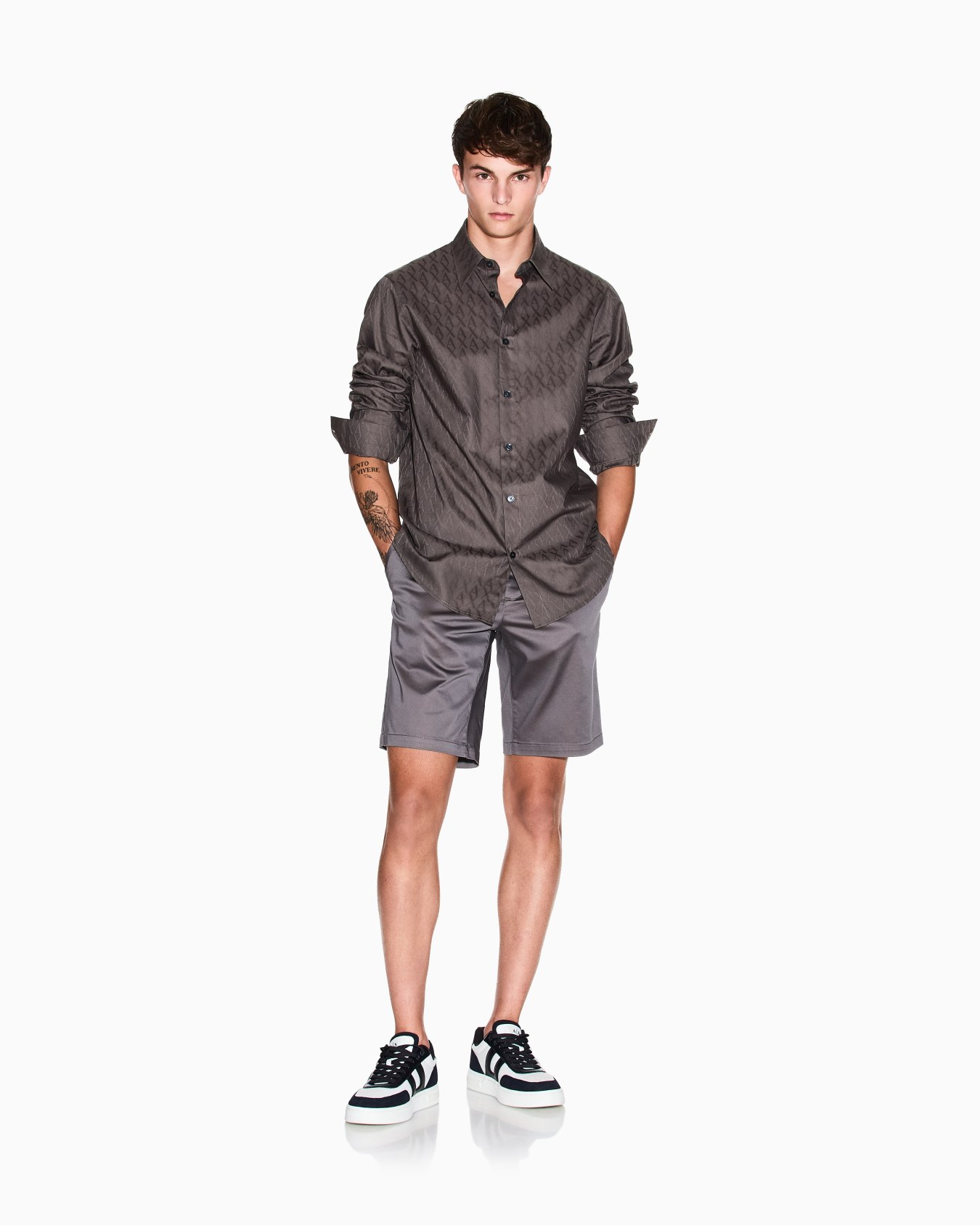 Chemise en jacquard de coton coupe régulière Diapositive 1