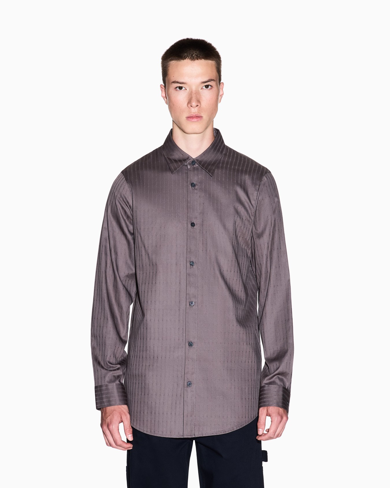 Regular fit jacquard cotton shirt Slide 3