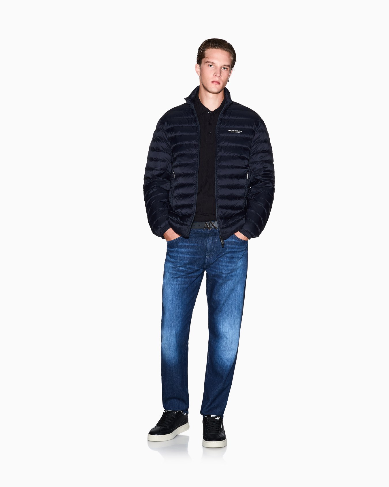 Quilted full zip down jacket Slide 1