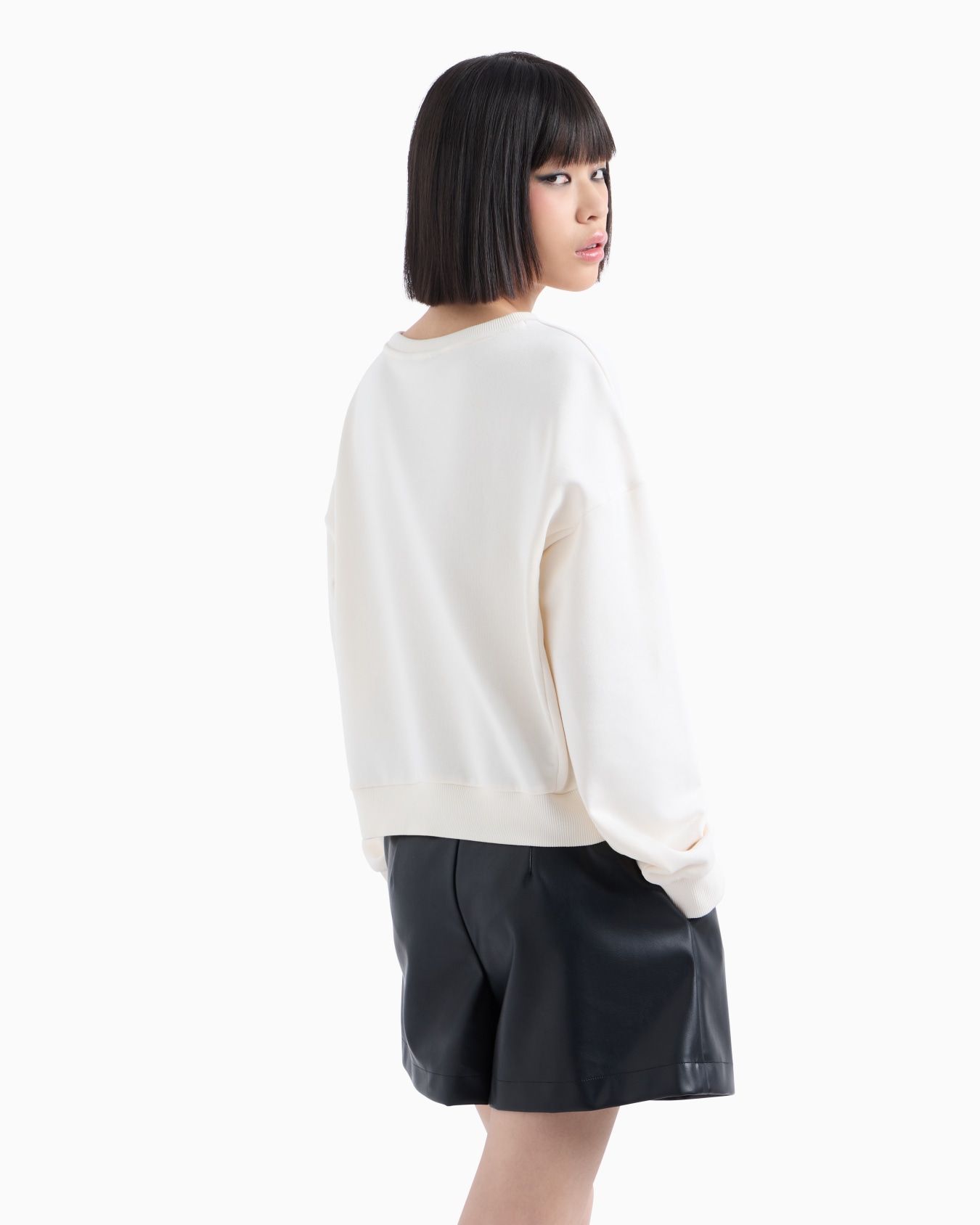 Crewneck sweatshirt with logo print and metal details Slide 2