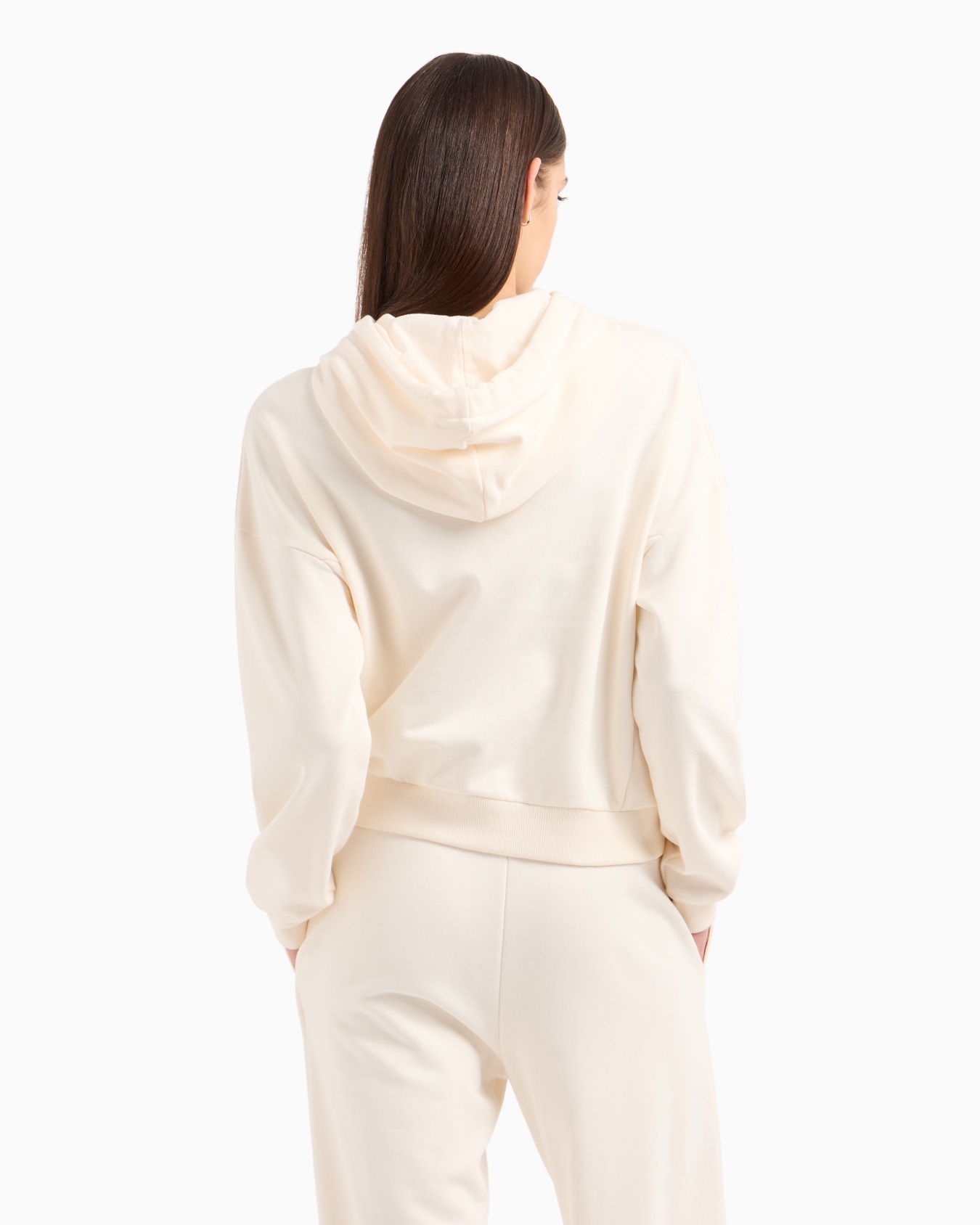 French terry hoodie with logo label Slide 2
