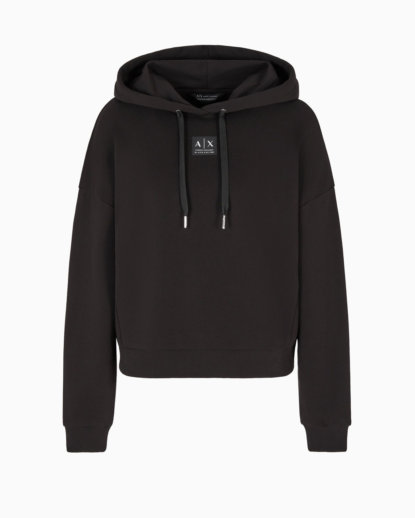 French terry hoodie with logo label Slide 0