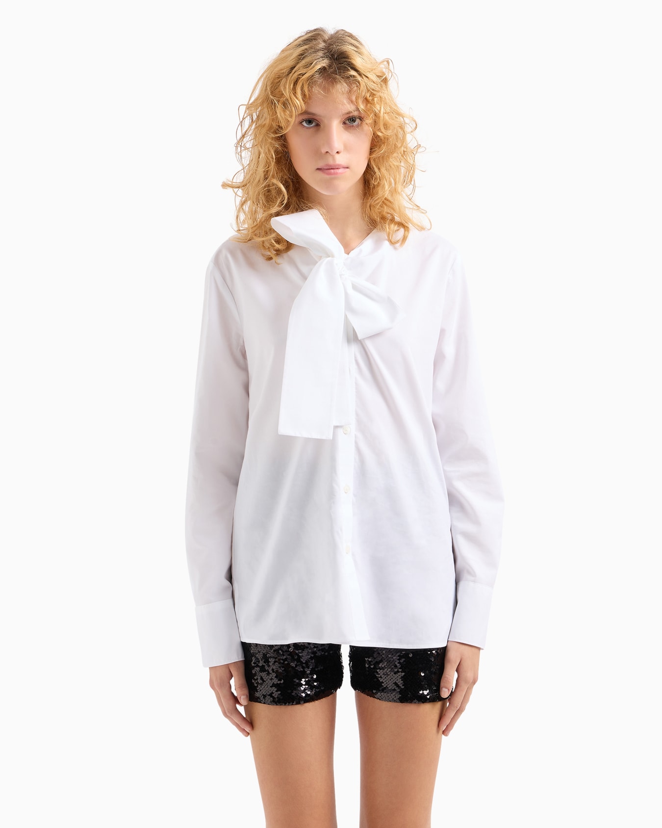 Lyocell blend shirt with bow on the neck Slide 1