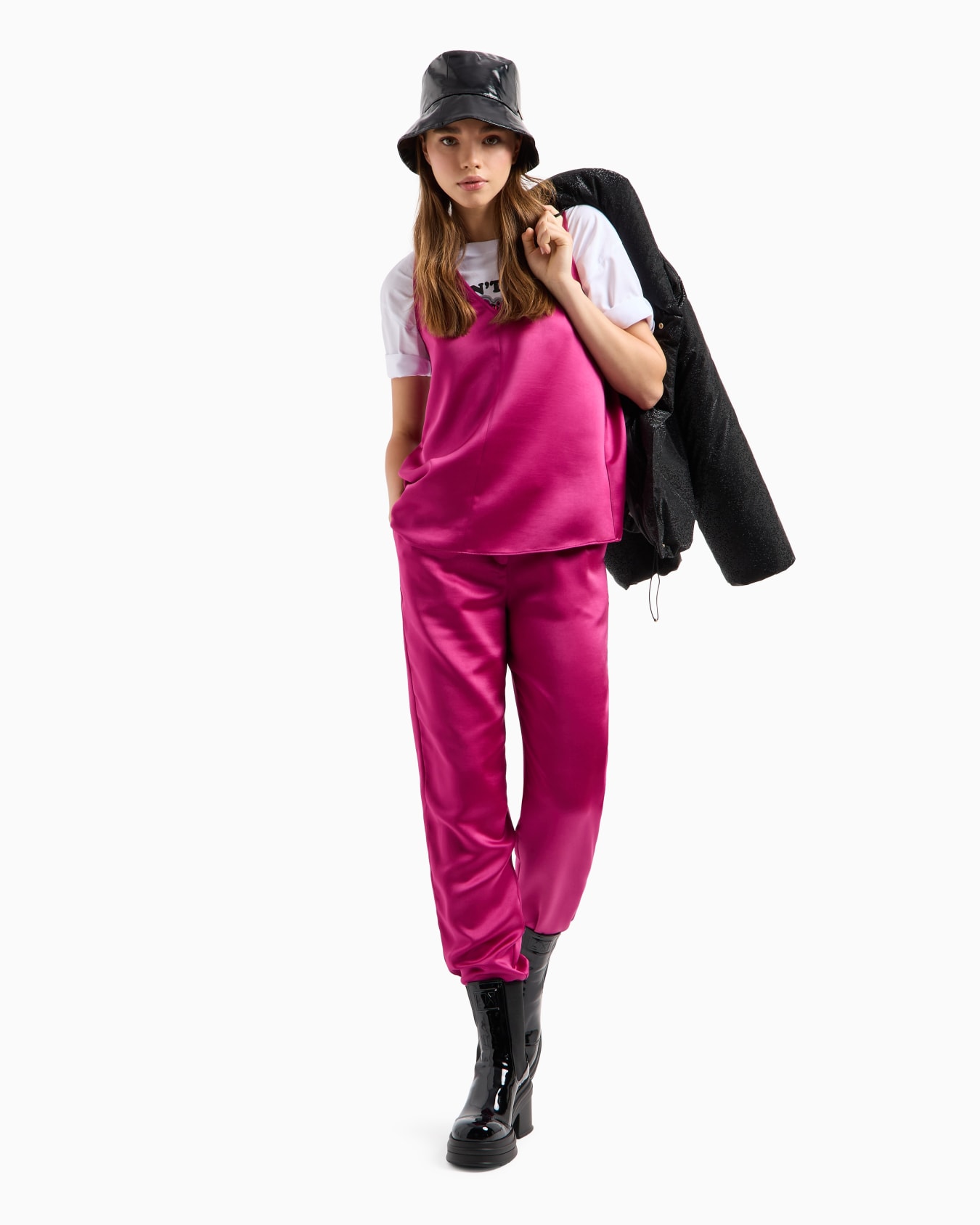 Regular fit shirt in satin stretch cotton Slide 3