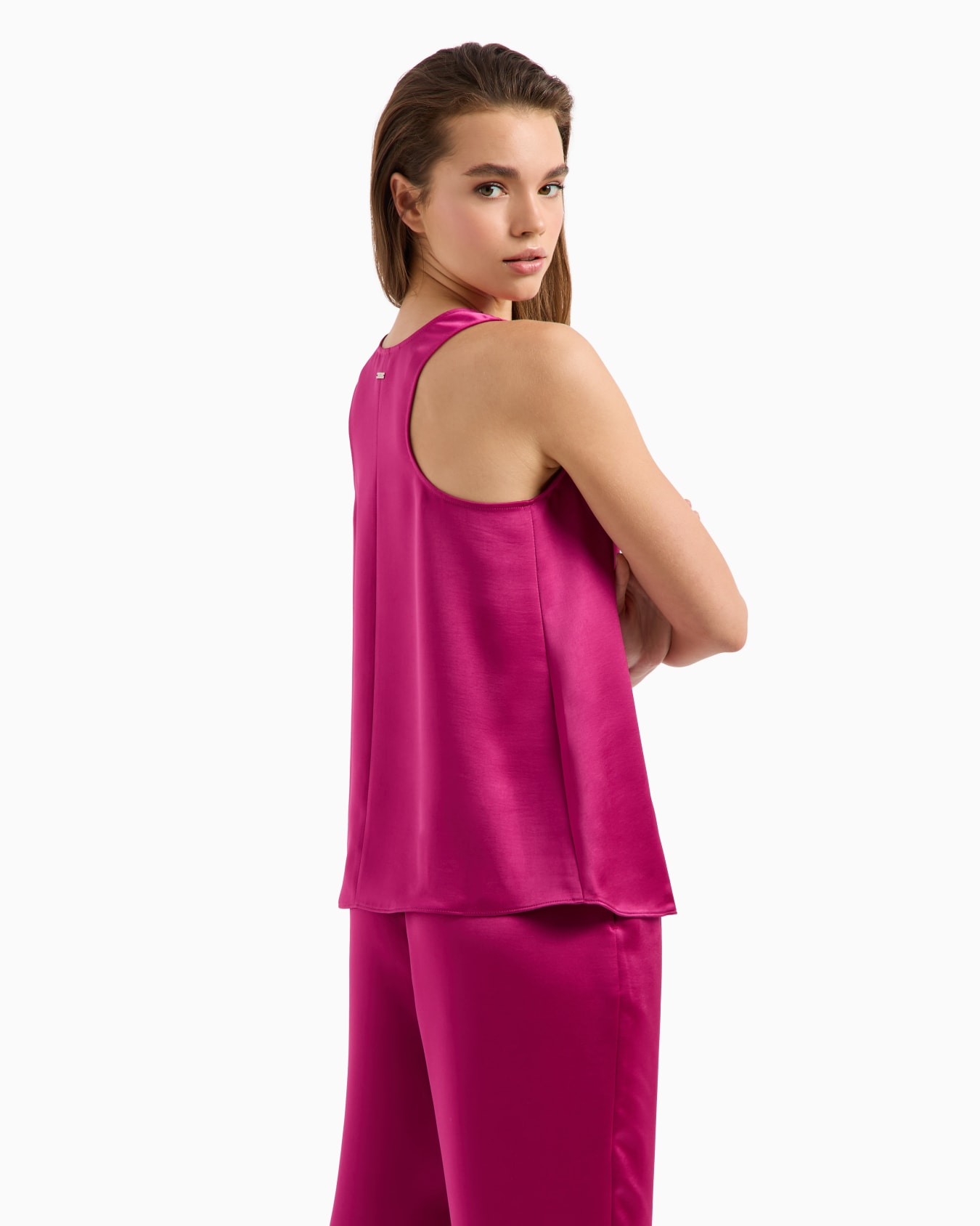 Regular fit shirt in satin stretch cotton Slide 2