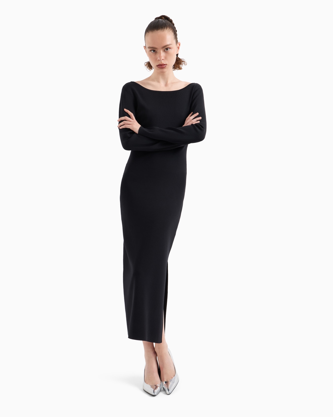 Vestido tubo largo en tejido elástico Diapositiva 1