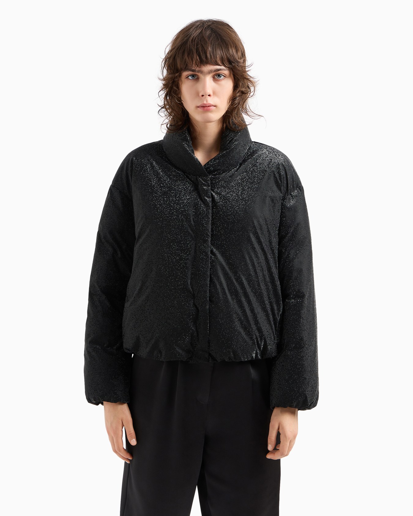 Chaqueta con cremallera completa y exterior de tejido recubierto Diapositiva 1