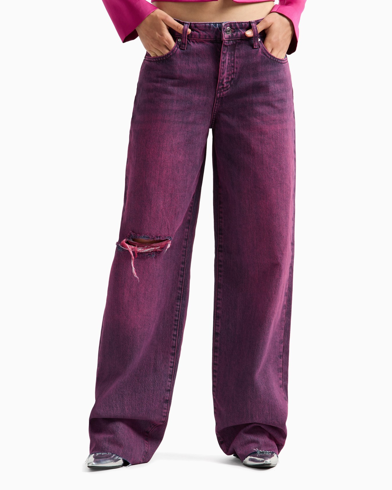 Low rise relaxed fit special glitter wash jeans Slide 1