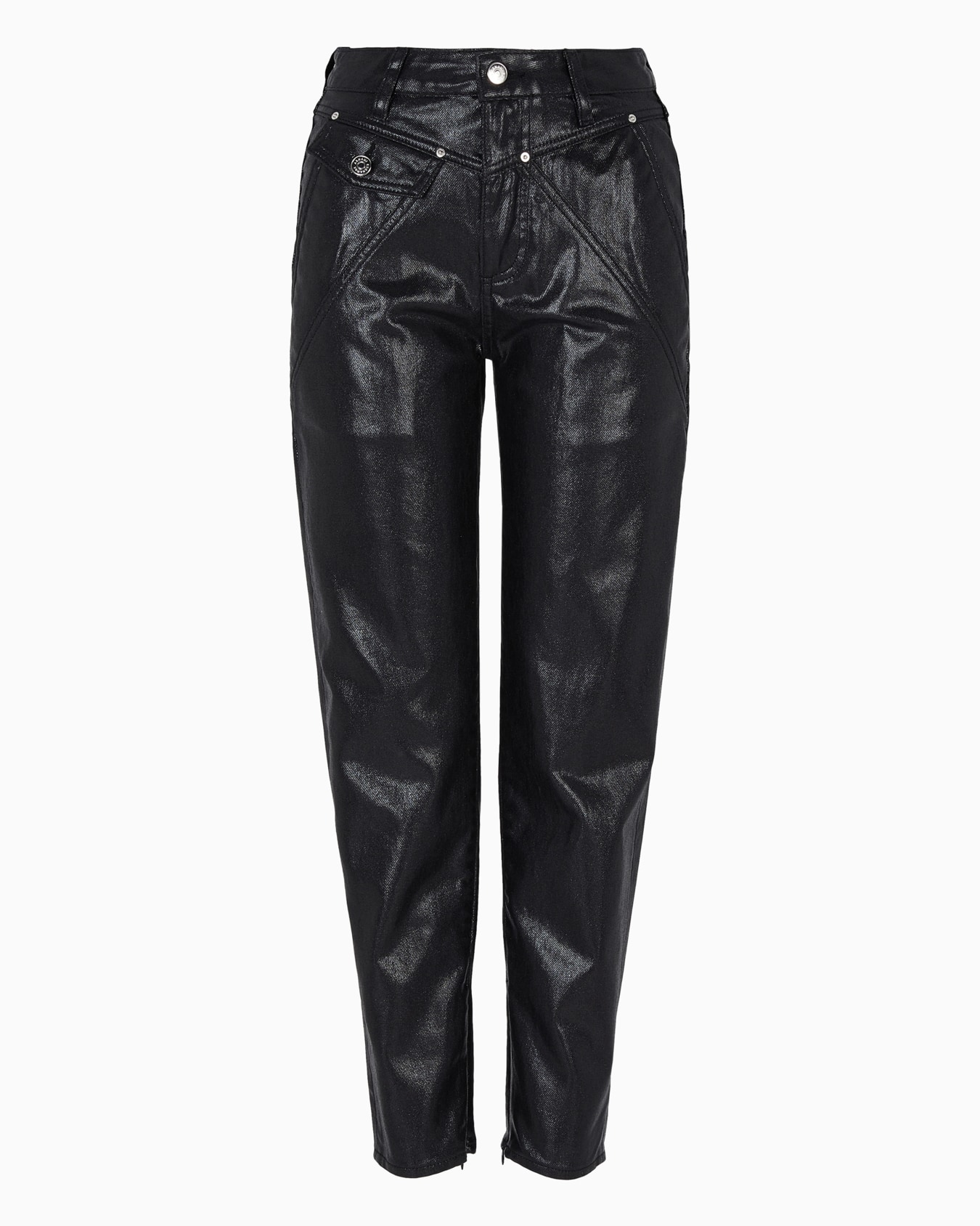 Jean coupe Boyfriend en denim enduit Diapositive 0