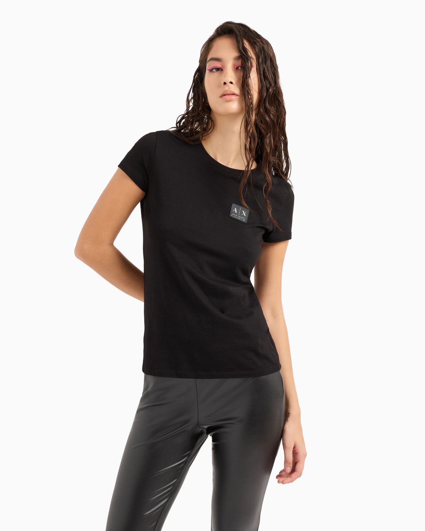 Slim fit T-shirt with logo label Slide 1