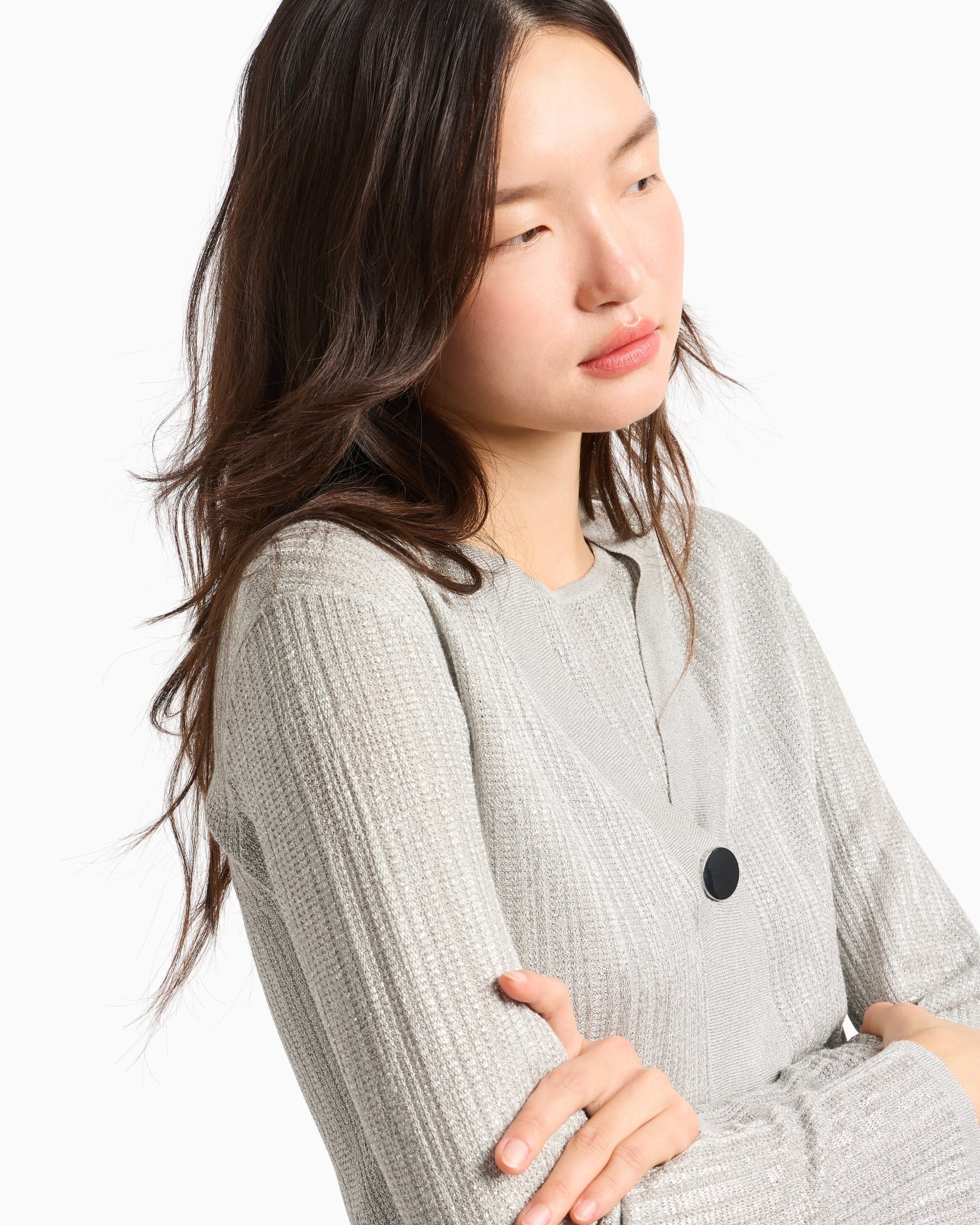 Short cardigan in lurex yarn Diapositiva 4