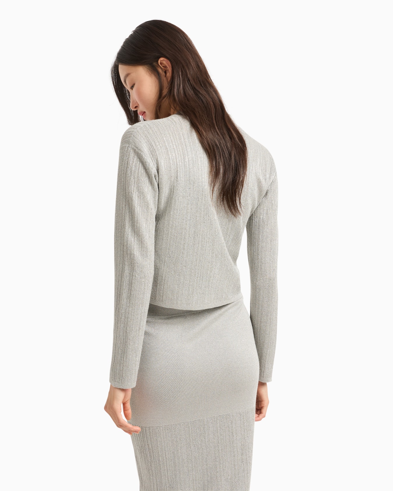 Short cardigan in lurex yarn Diapositiva 2