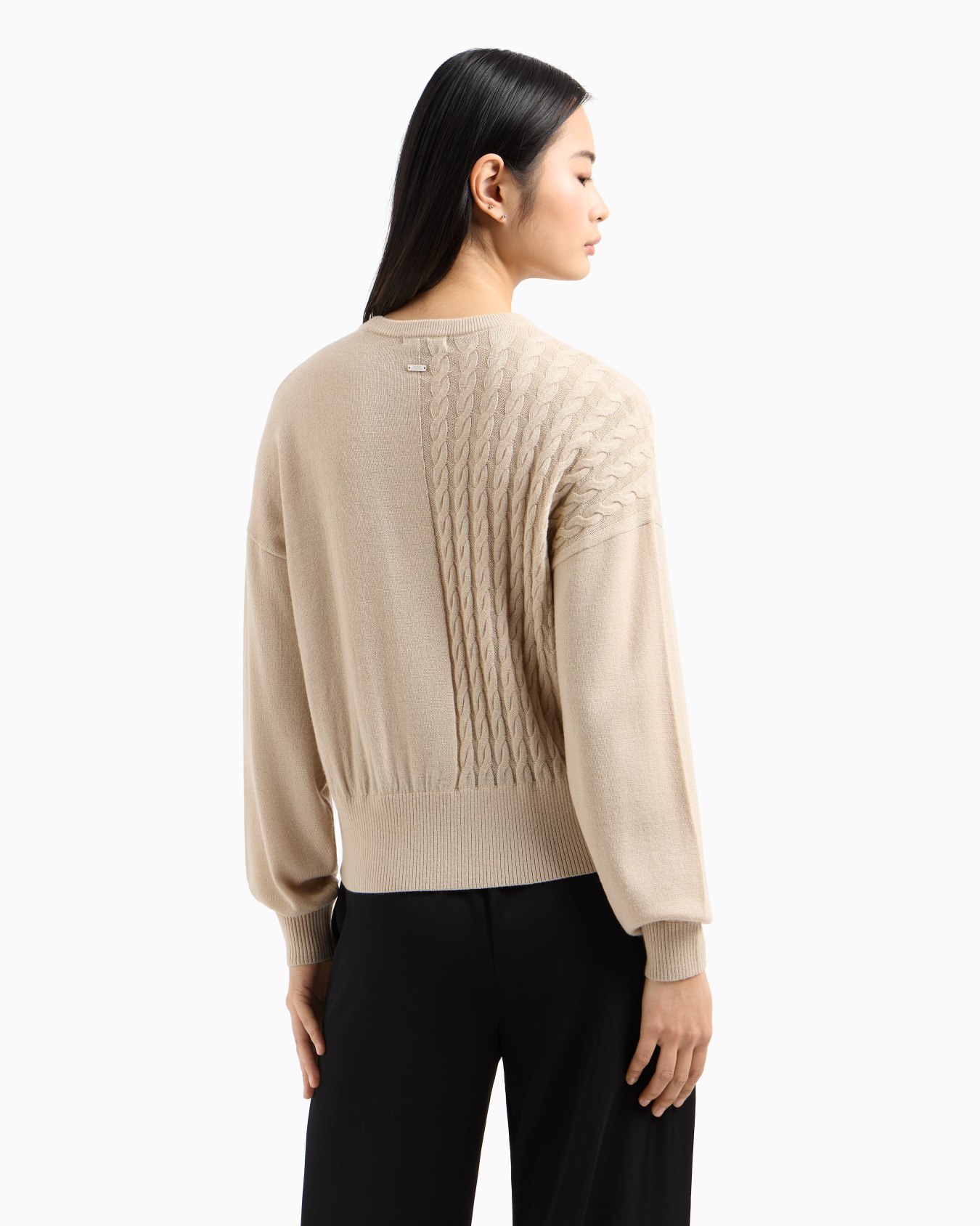 Wool blend sweater with cables Slide 2