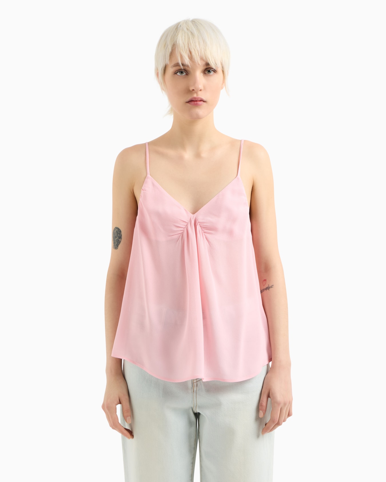 Viscose crepe top with tie Slide 3