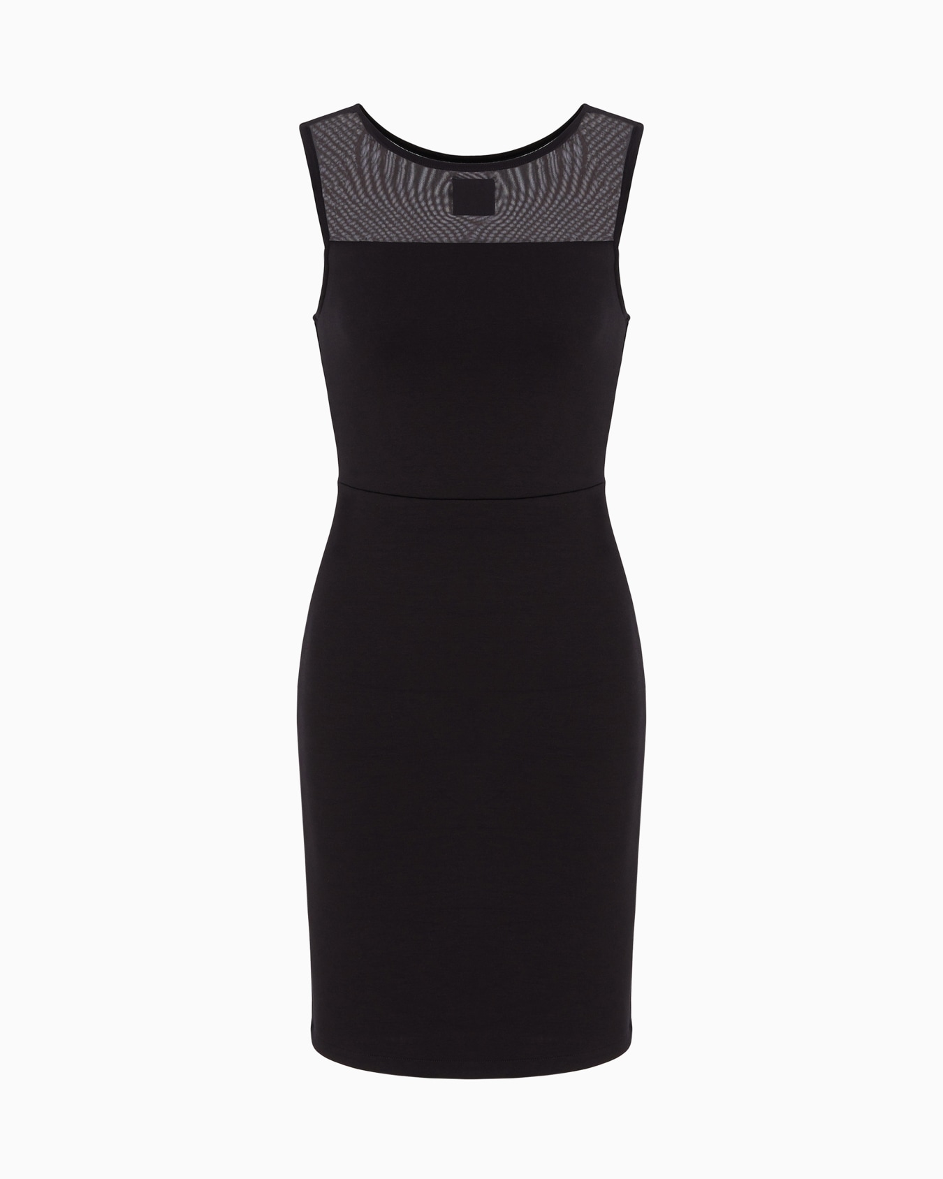 Vestido tubo de tejido elástico con aplicación transparente Diapositiva 0