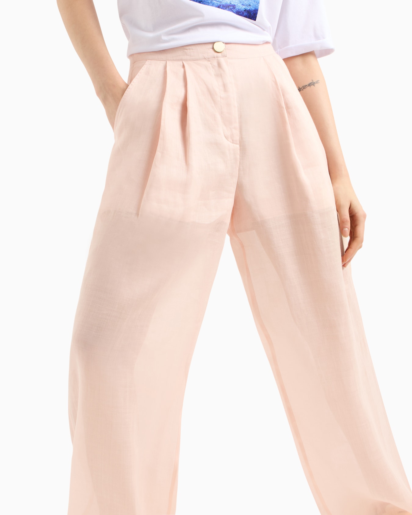 Cotton ramie pleated trousers Slide 4