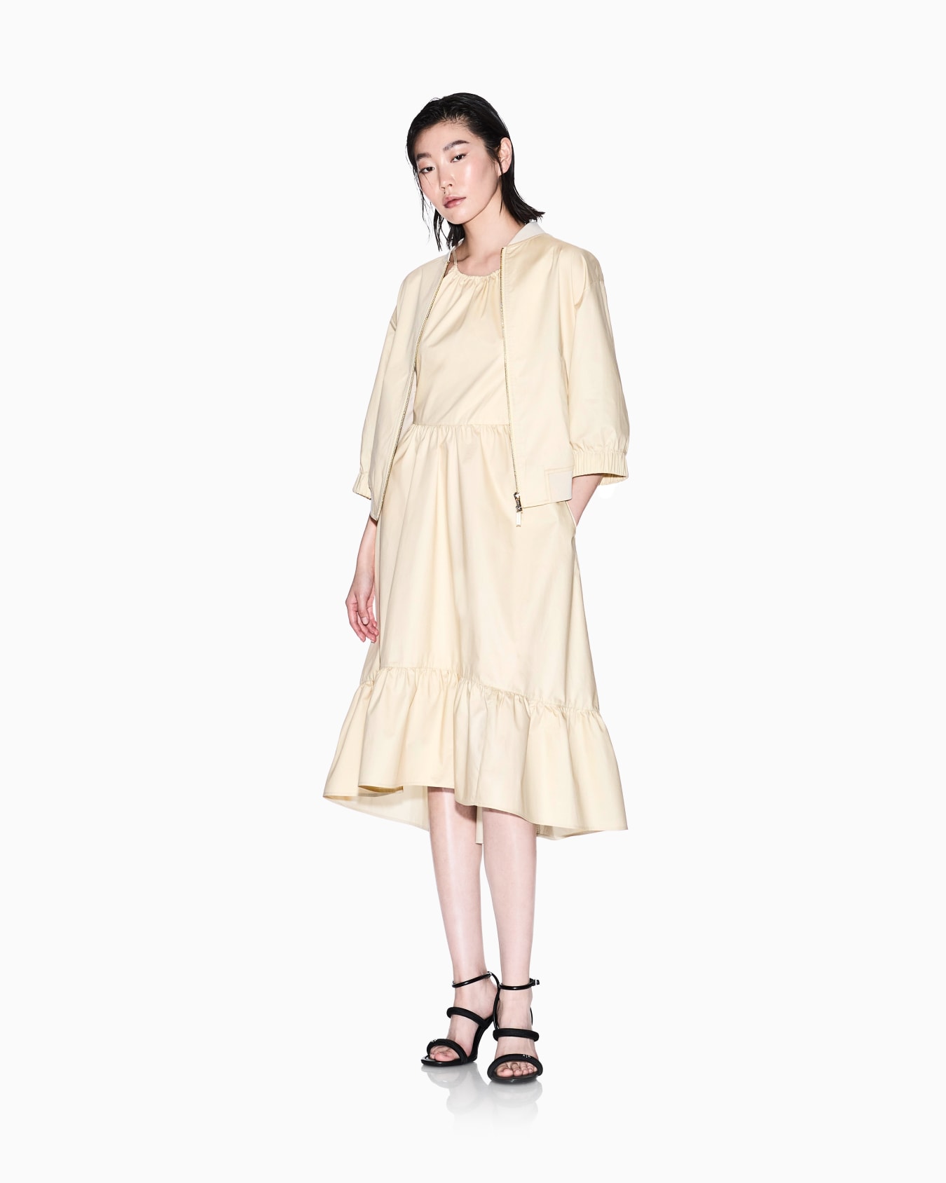Robe midi à volants en coton ASV Diapositive 1
