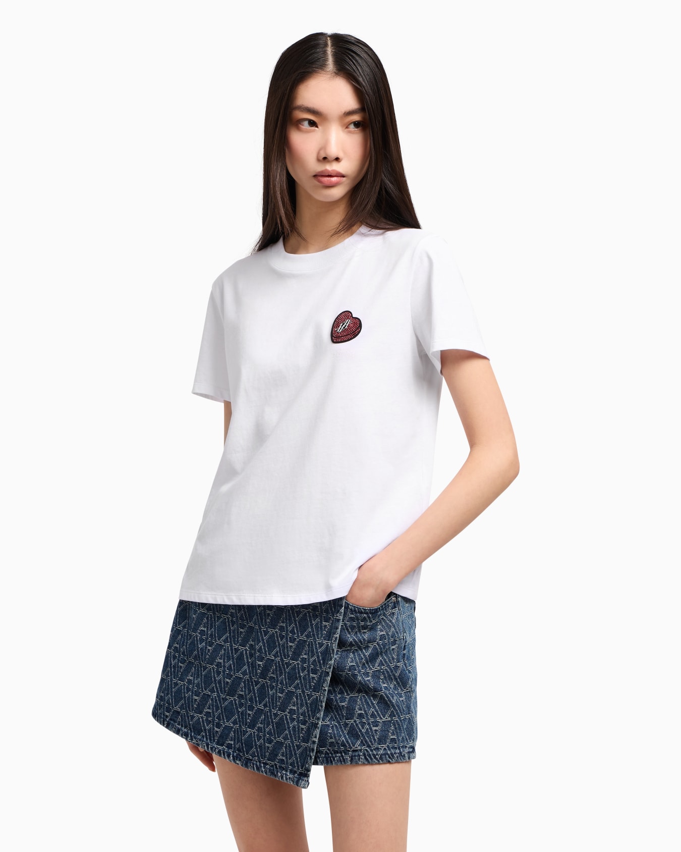 T-Shirt mit Strassherz Folie 3