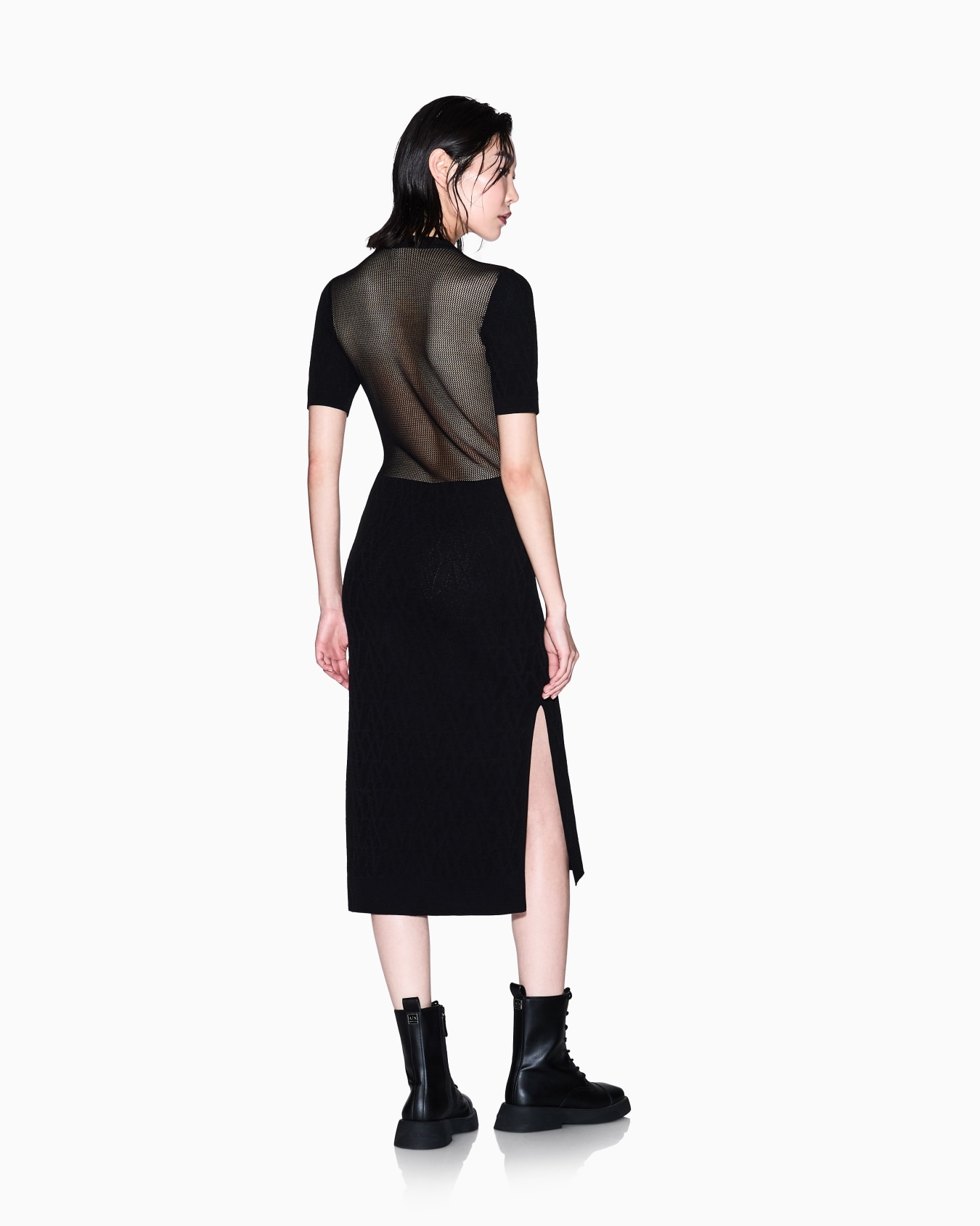 Longuette dress in fabric with allover logo Slide 2