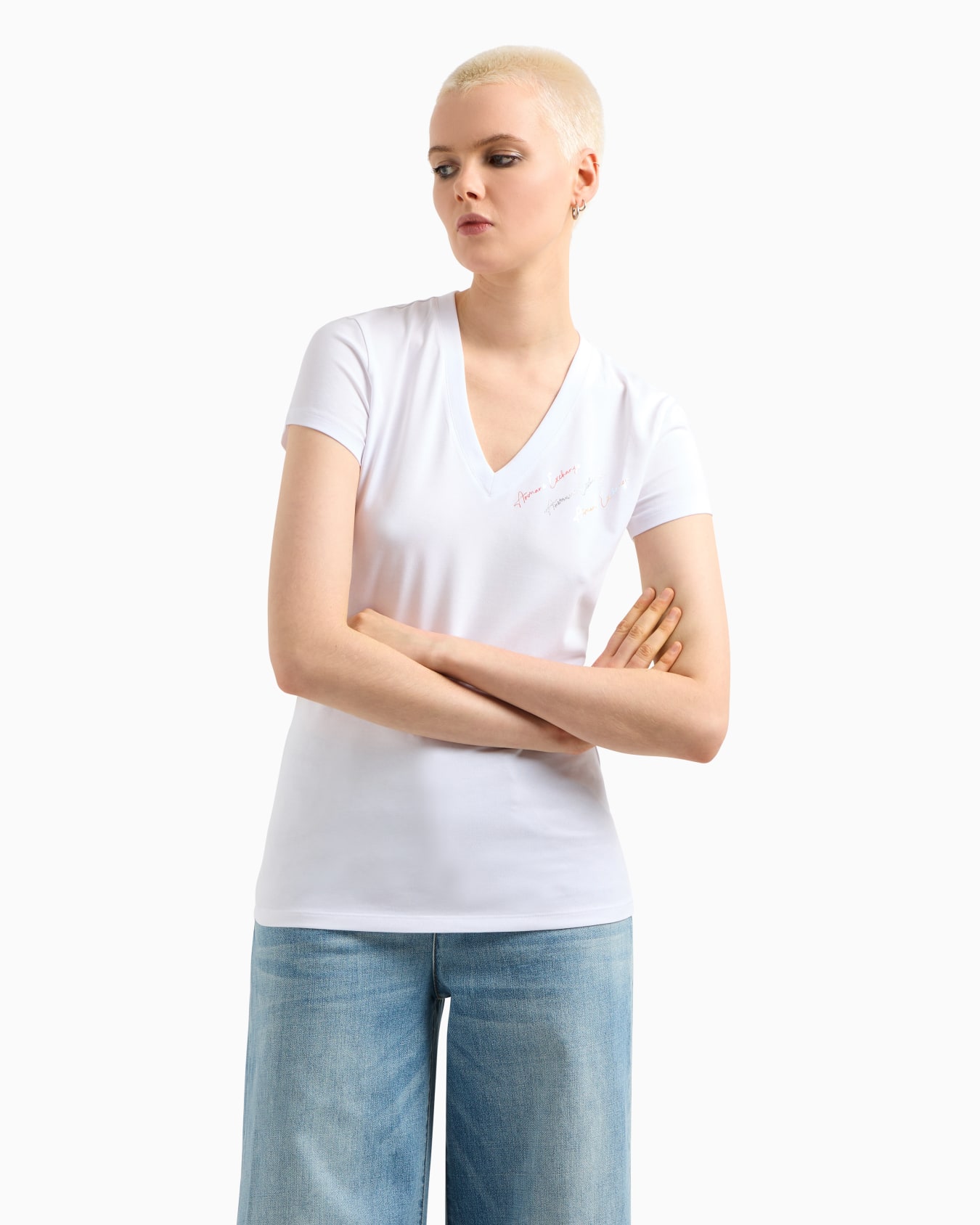 Slim fit T-shirt with signature logo Diapositiva 3
