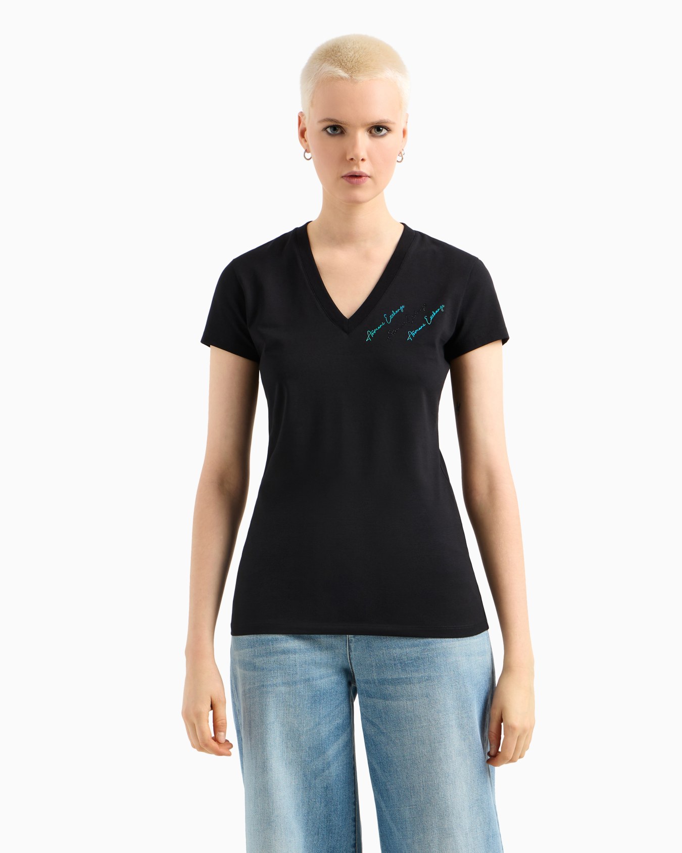 Slim fit T-shirt with signature logo Diapositiva 3
