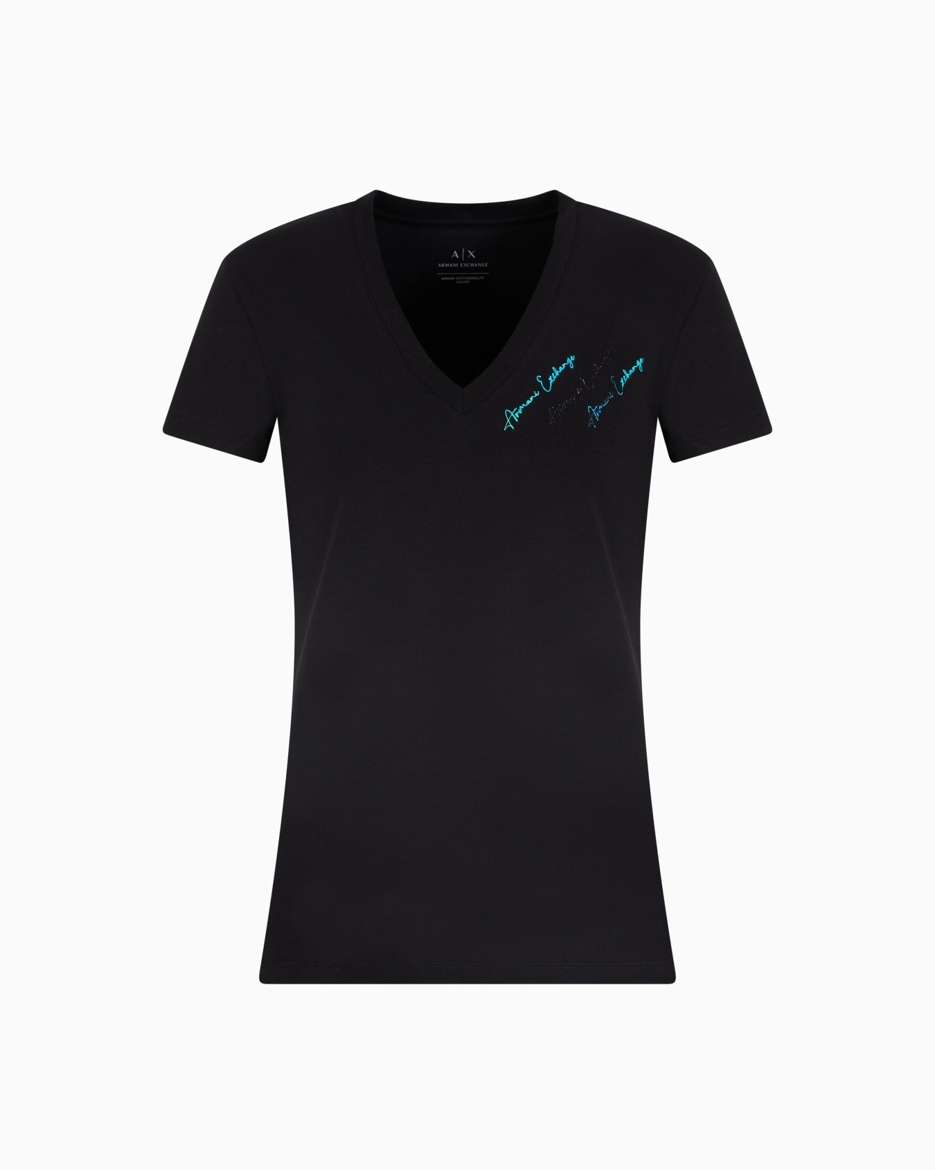 Slim fit T-shirt with signature logo Diapositiva 0