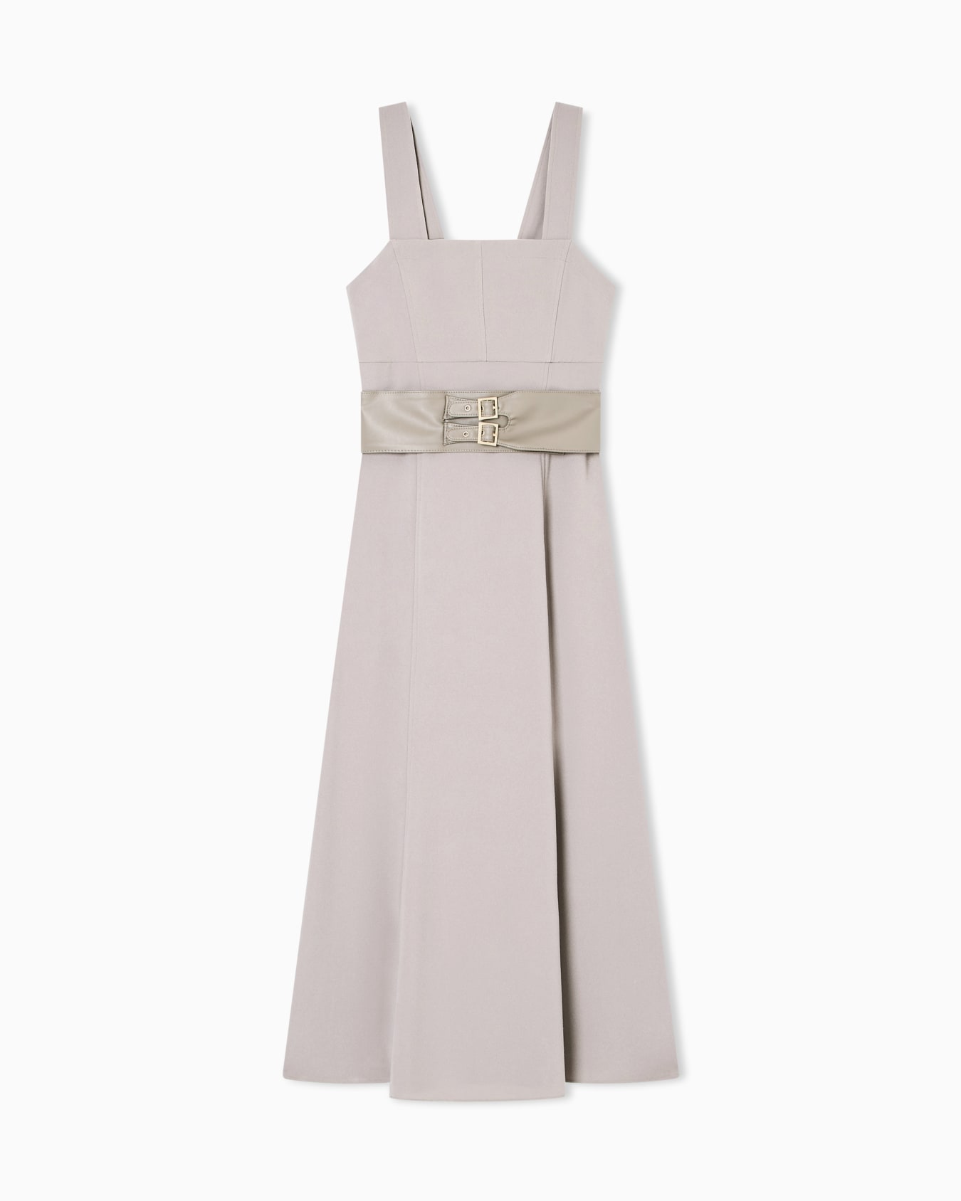 Longuette dress with belt Slide 0
