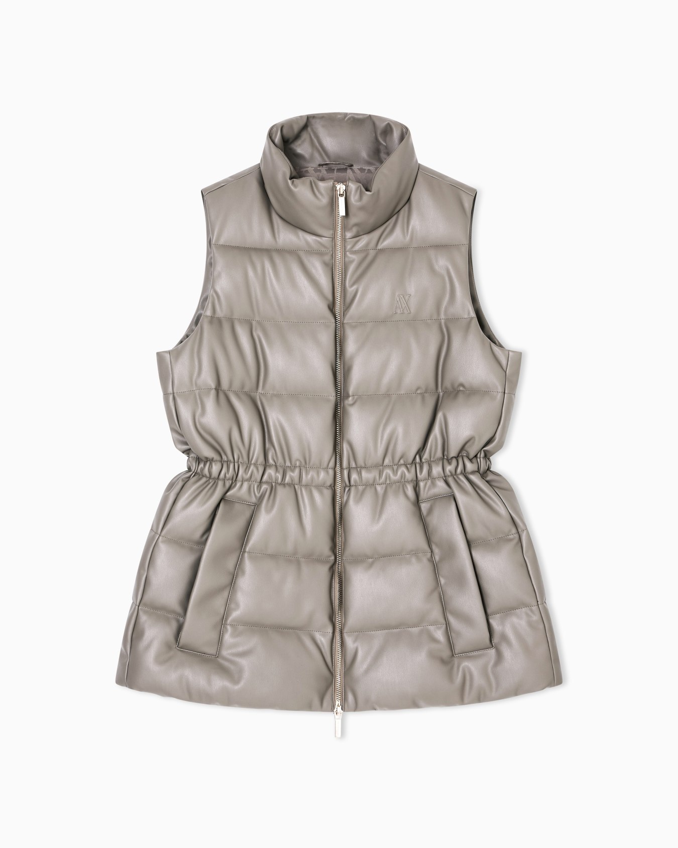 Padded sleeveless jacket with a coated effect Slide 0