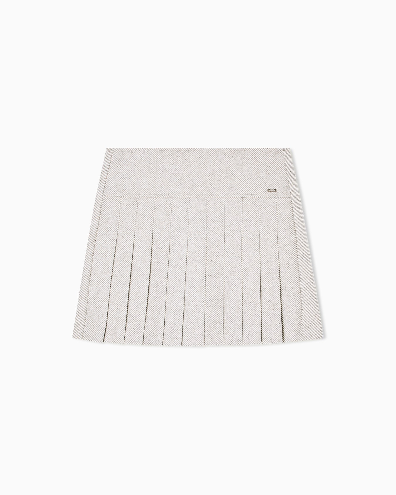 Pleated miniskirt in herringbone fabric Slide 0