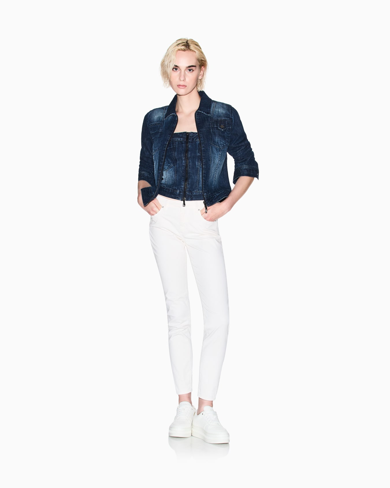 Indigo denim zip top Slide 1